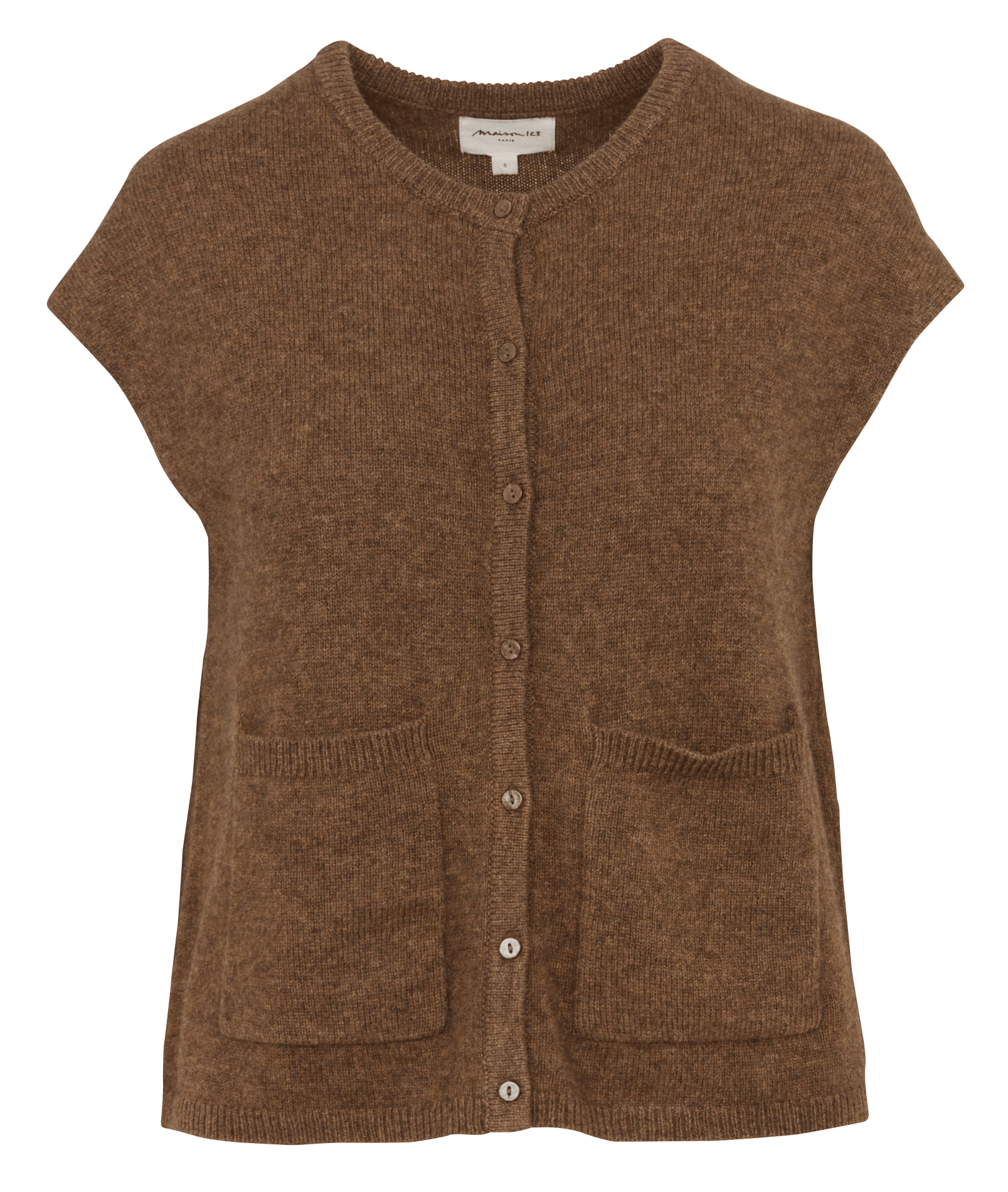 Gilet col rond en laine MAISON 123 Marron