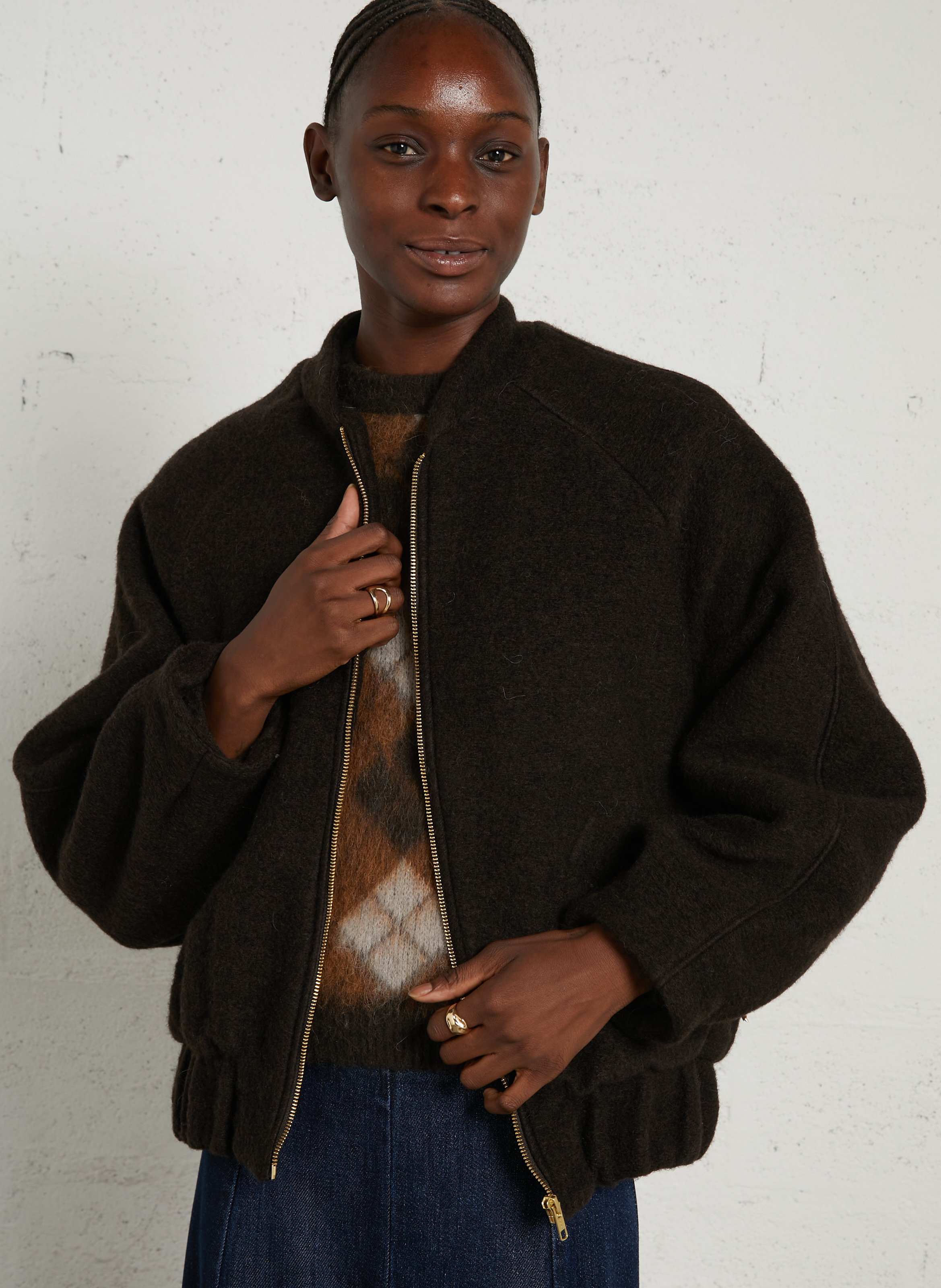 College-Jacke aus Wollmix DES PETITS HAUTS Braun