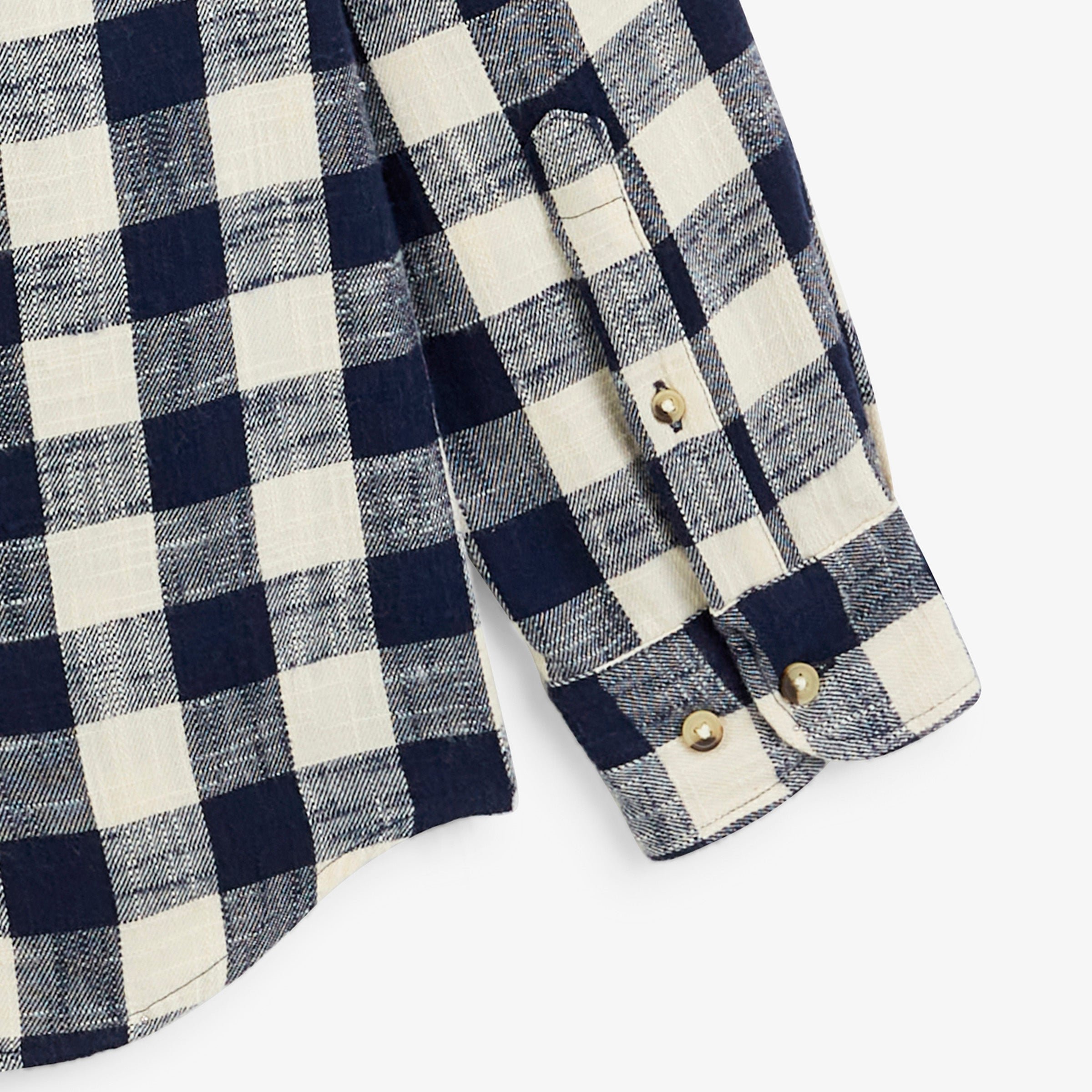 Navy blue checked brushed cotton long-sleeve shirt by sbplay SERGE BLANCO Blue