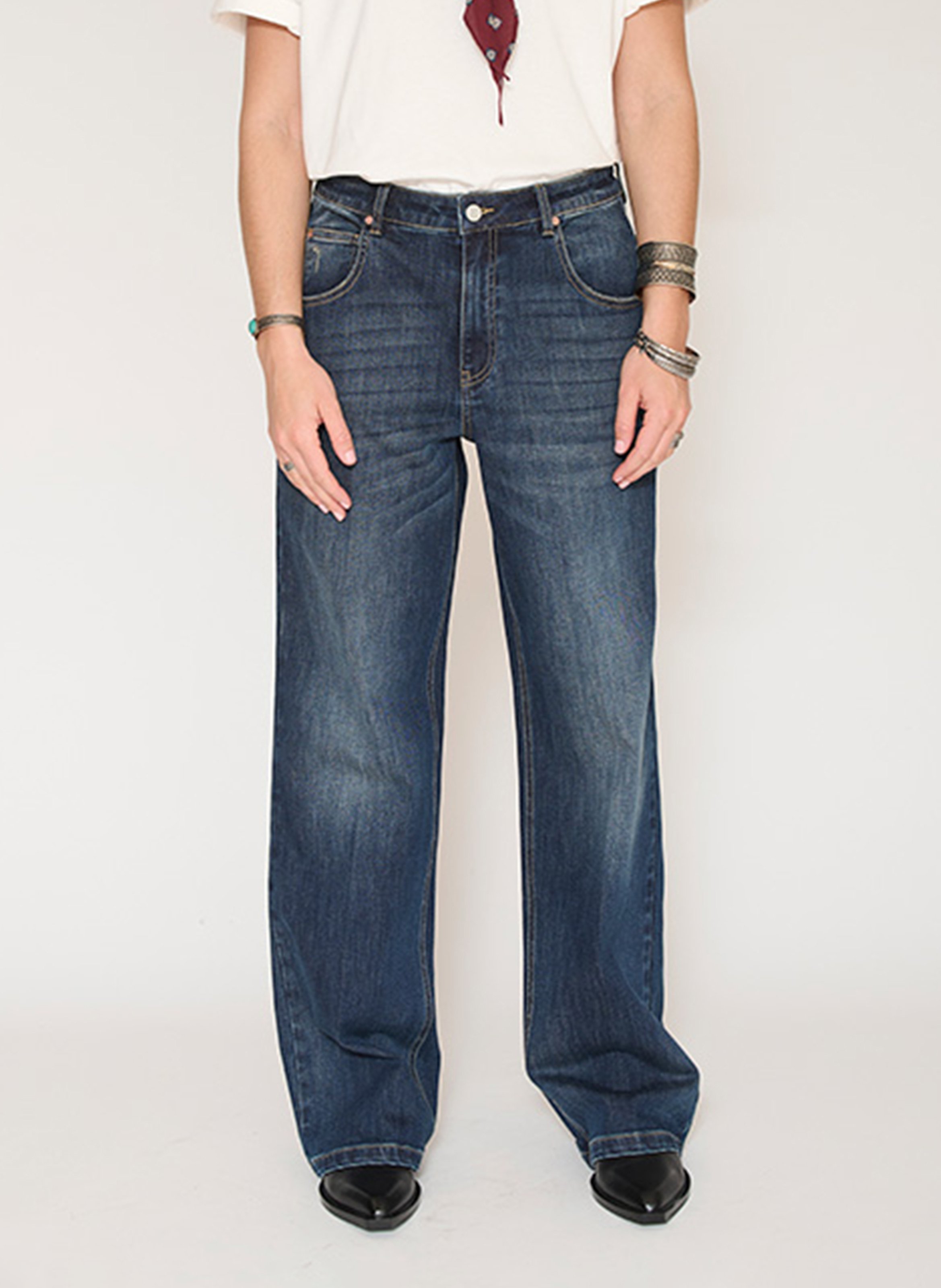 Weite Jeans aus Baumwollmischung MKT Blau