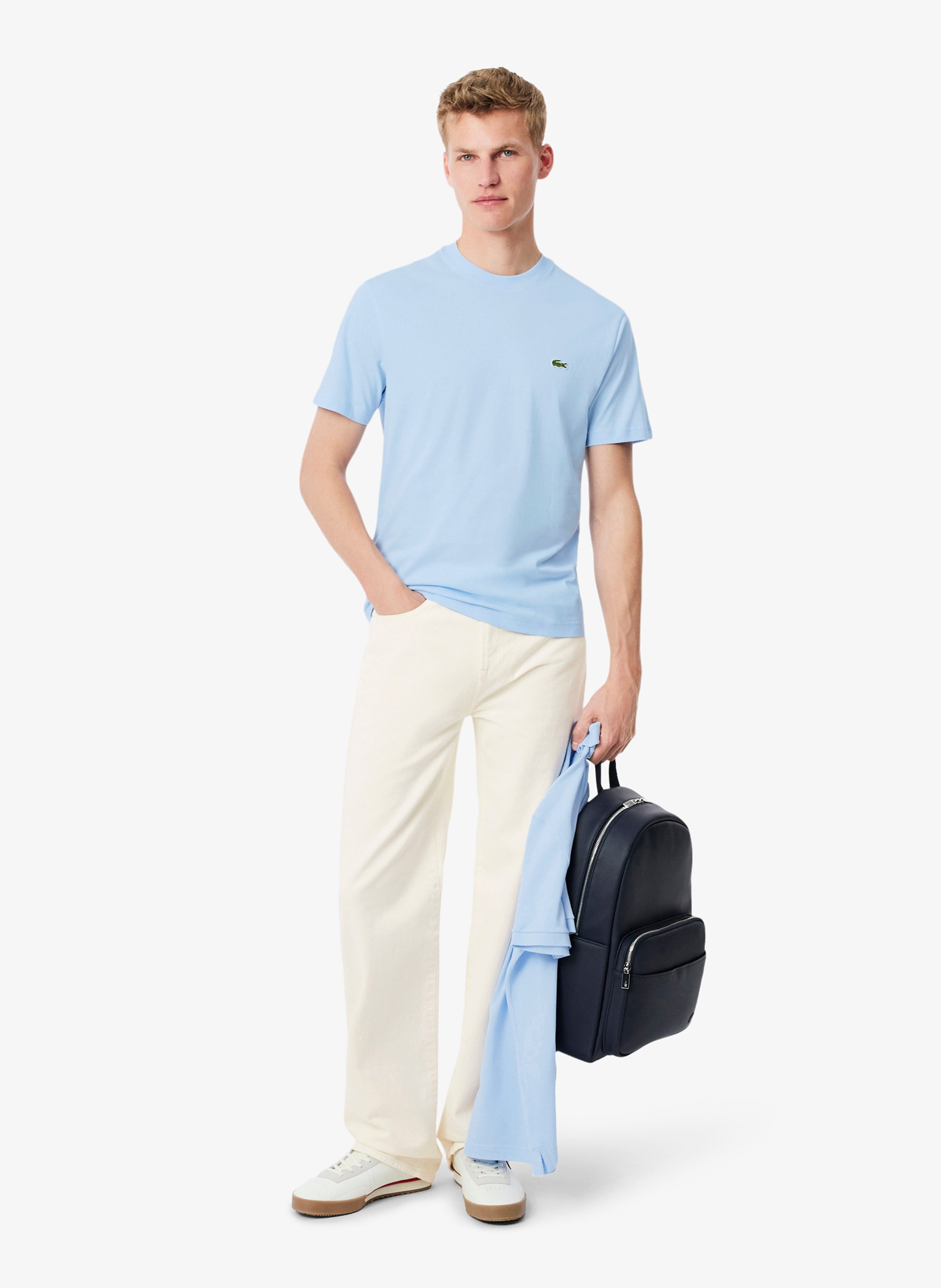 Einfarbiges T-Shirt mit Baumwolllogo LACOSTE Blau