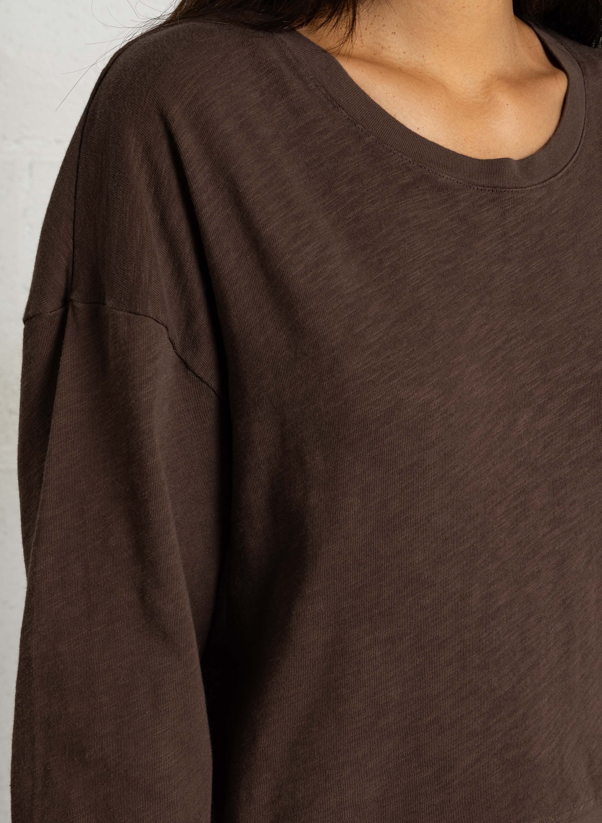 Tee-shirt droit col rond en coton AMERICAN VINTAGE Marron