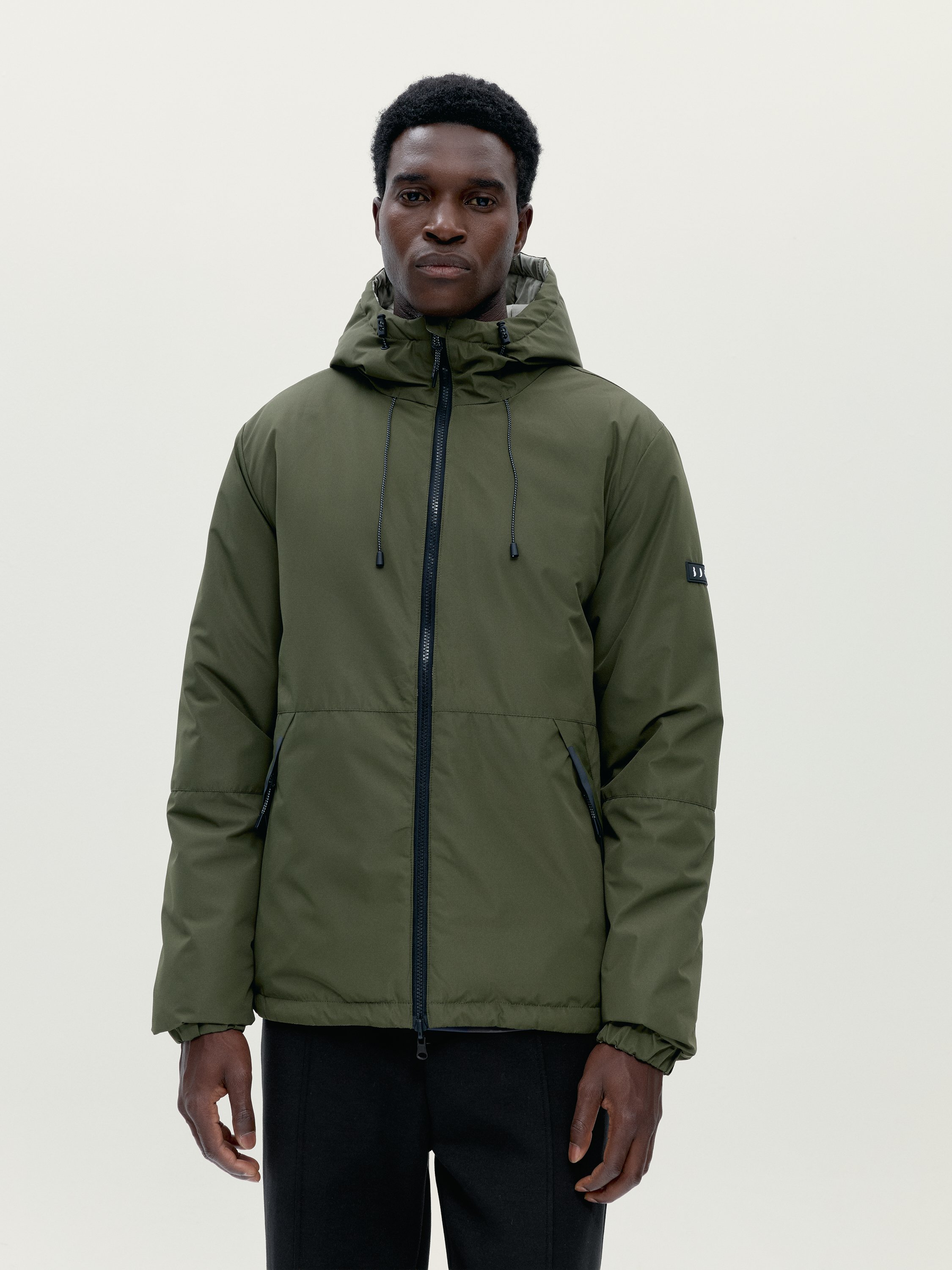 Men's sport jacket Volga with hood, reversible windbreaker. BORN Green