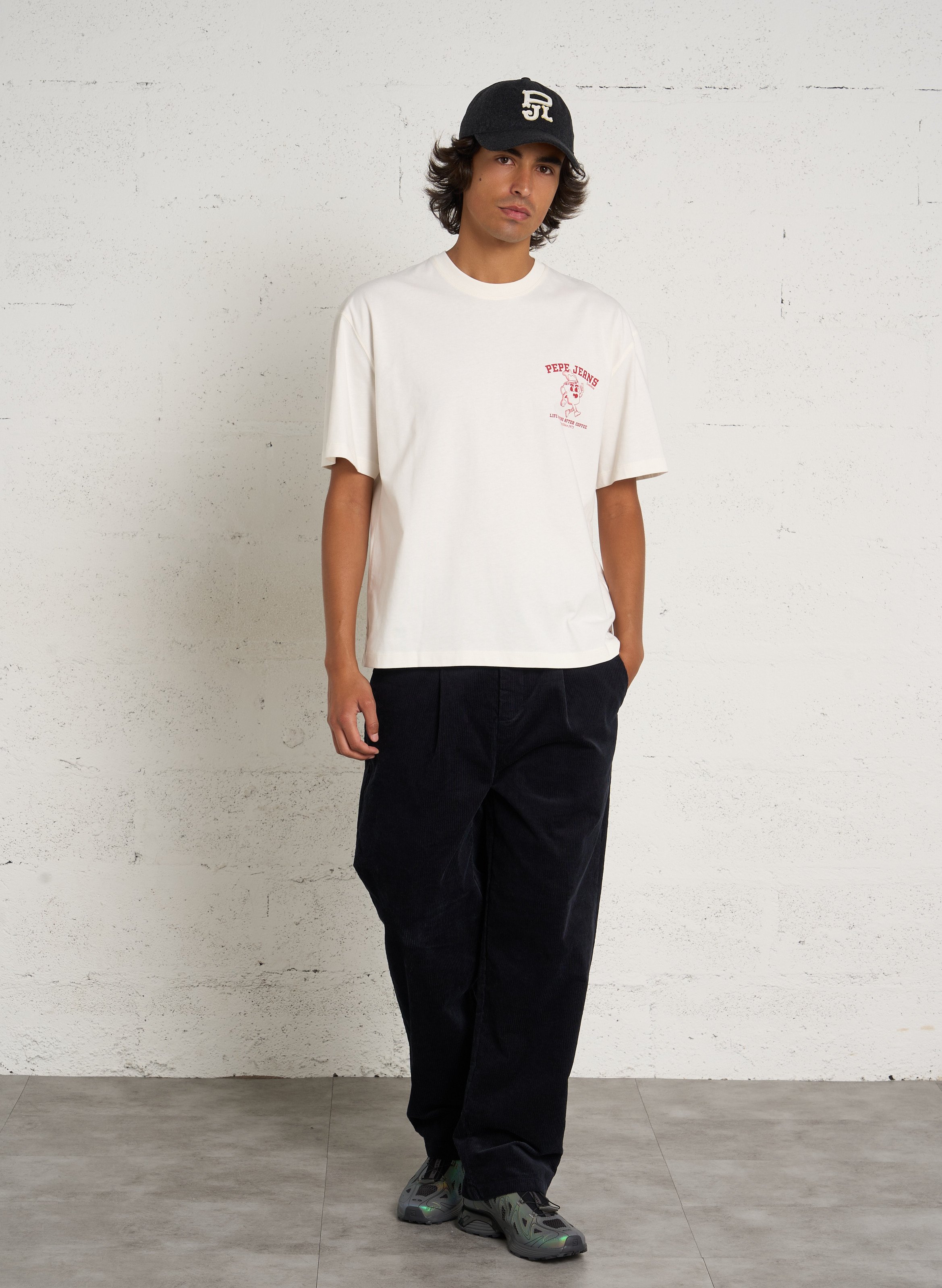 Katoenen T-shirt met zeefdruk PEPE JEANS Wit
