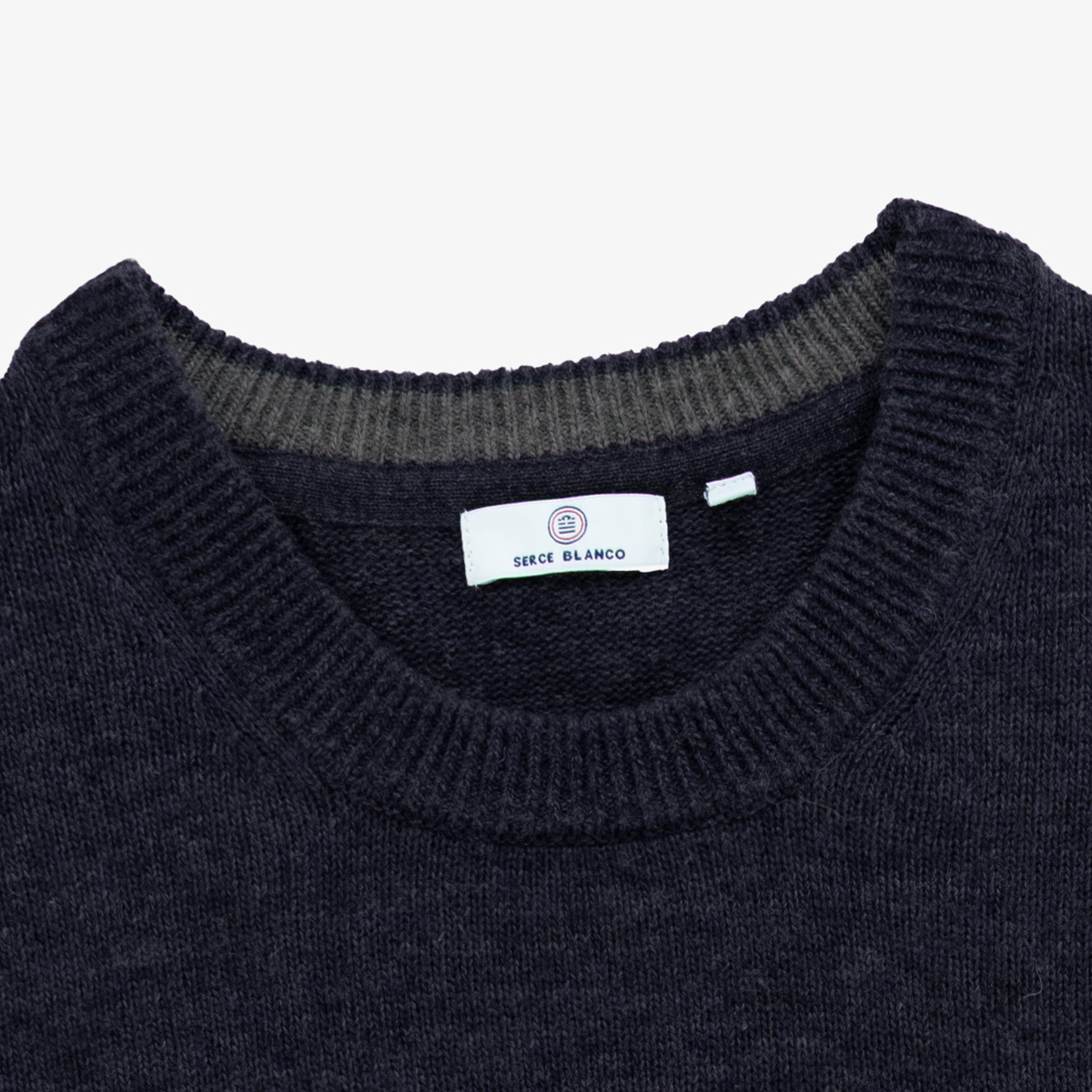 Round-neck wool-blend sweater SERGE BLANCO Blue