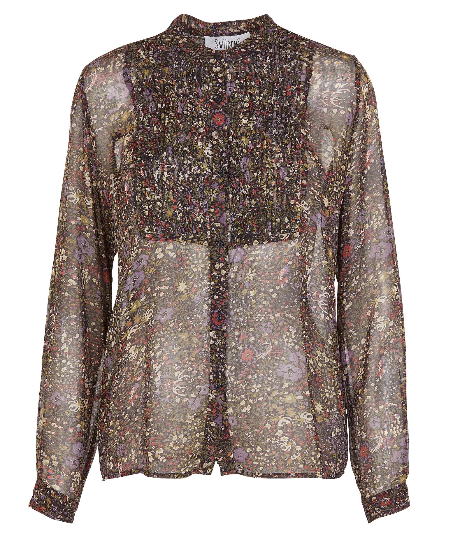 Shirt with pleated bib front SWILDENS Brown