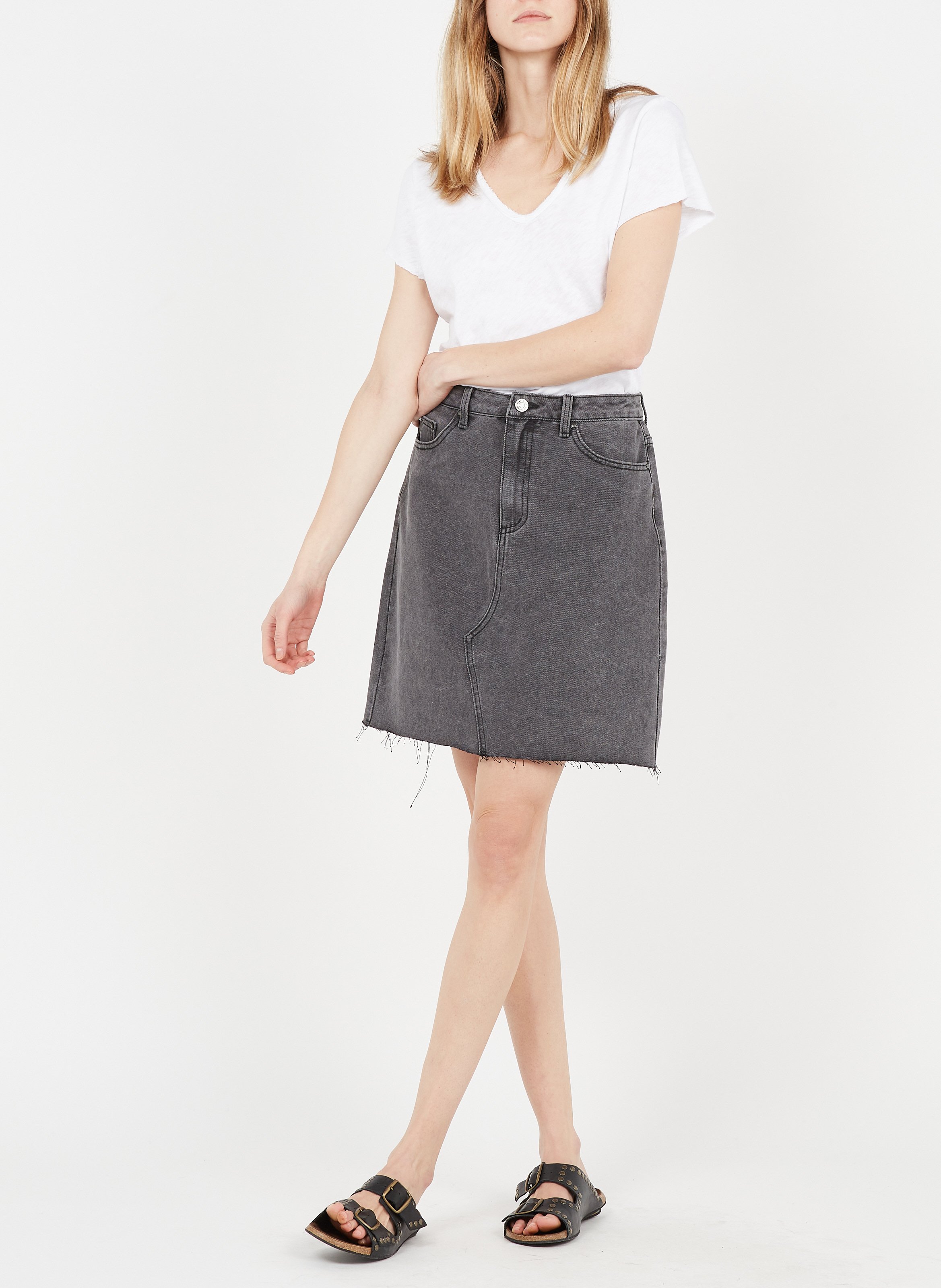 Tee-shirt droit col V en coton AMERICAN VINTAGE Blanc