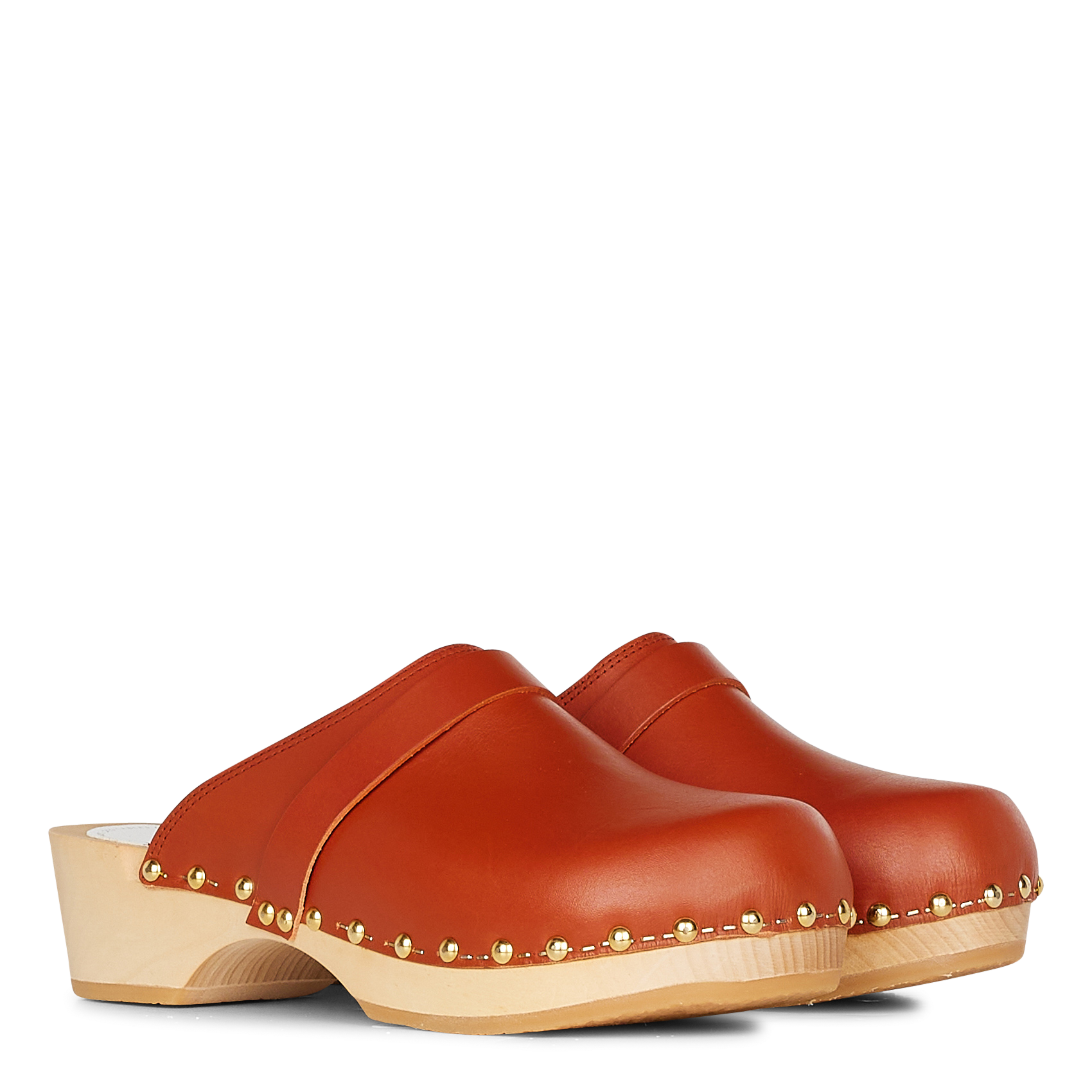 Calfskin Leather Clogs Brique Sabots Youyou Women Place des Tendances