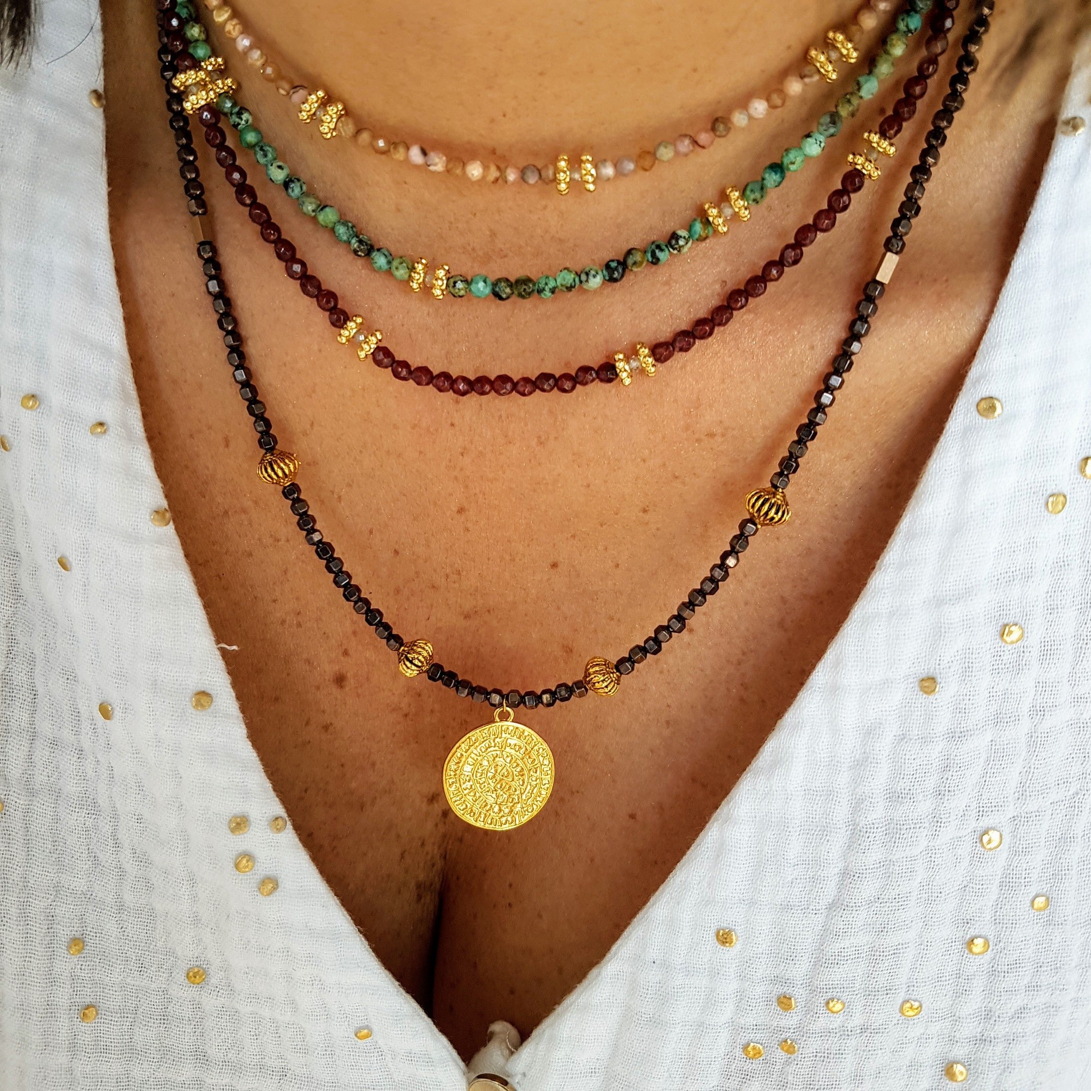 Natural stone necklace GINANDGER Blue