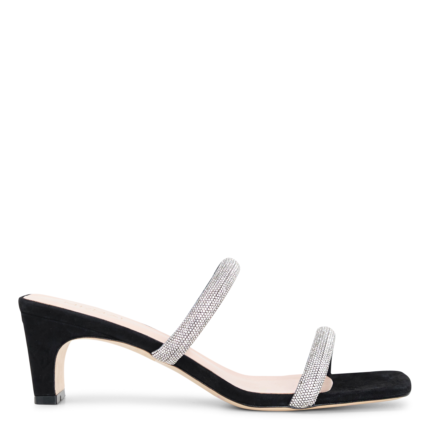 Mules à strass en daim velours MI/MAI Noir