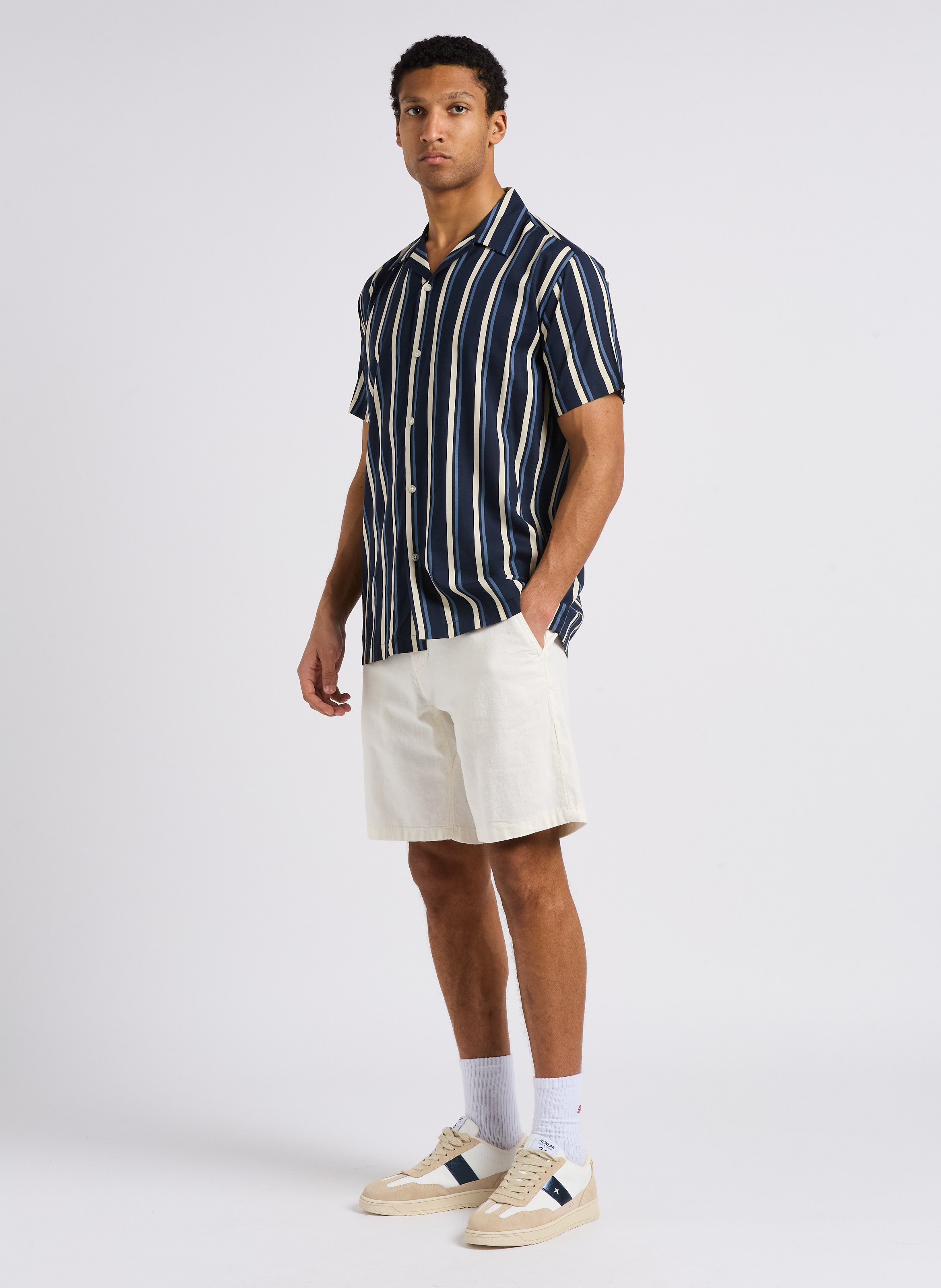 Regular-fit organic cotton-blend shorts SELECTED Beige