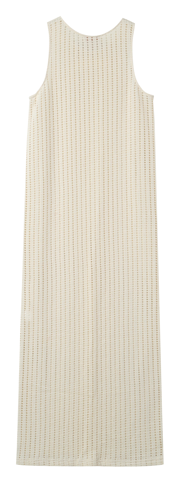 Robe droite ajourée aspect crocheté en coton stretch Beige