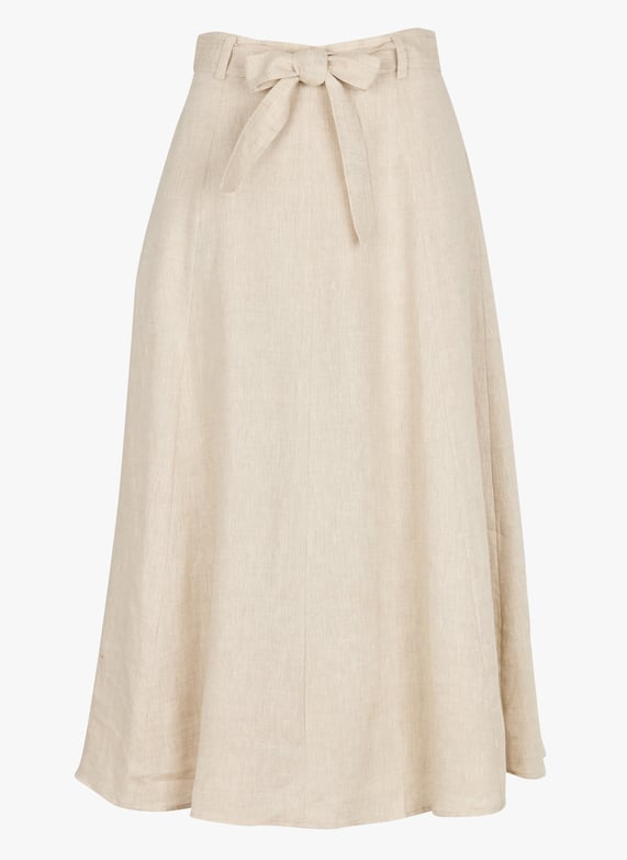 Jupe Longue Caroll Jupe Longue évasée En Lin 241j-josa1 Beige