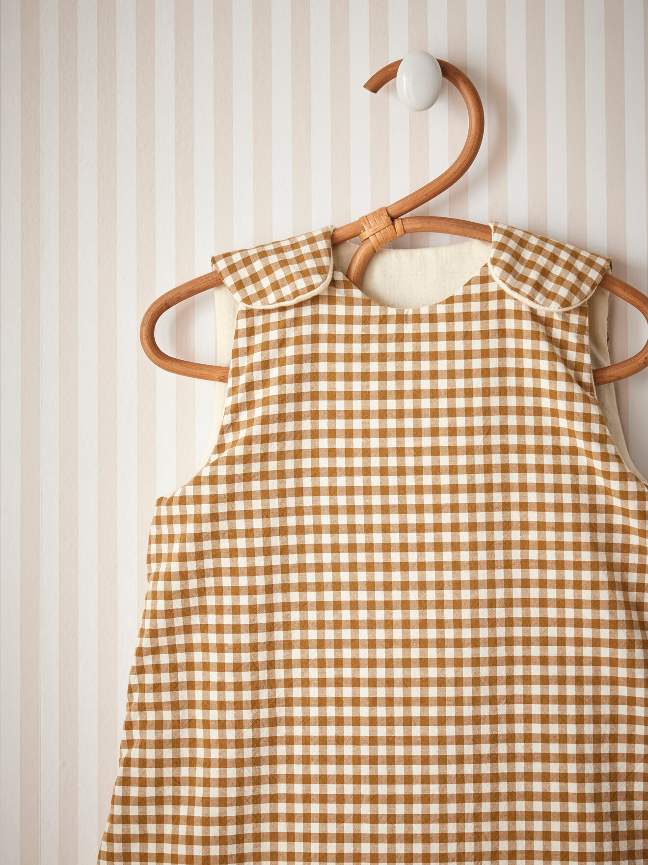 Gingham cotton percale sleeping bag tog 2 CYRILLUS Brown