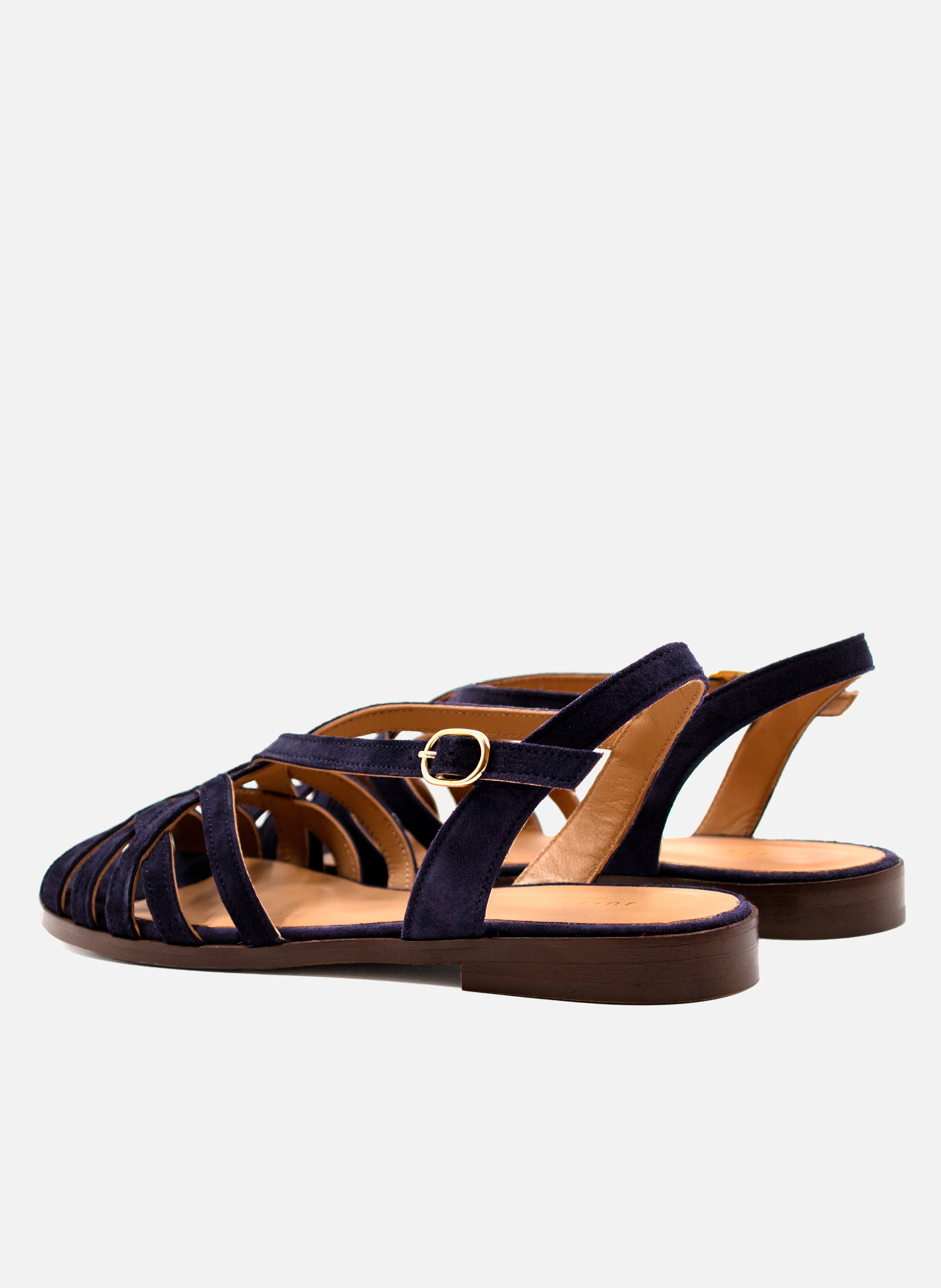 Flat suede leather strap sandals JULES & JENN Blue