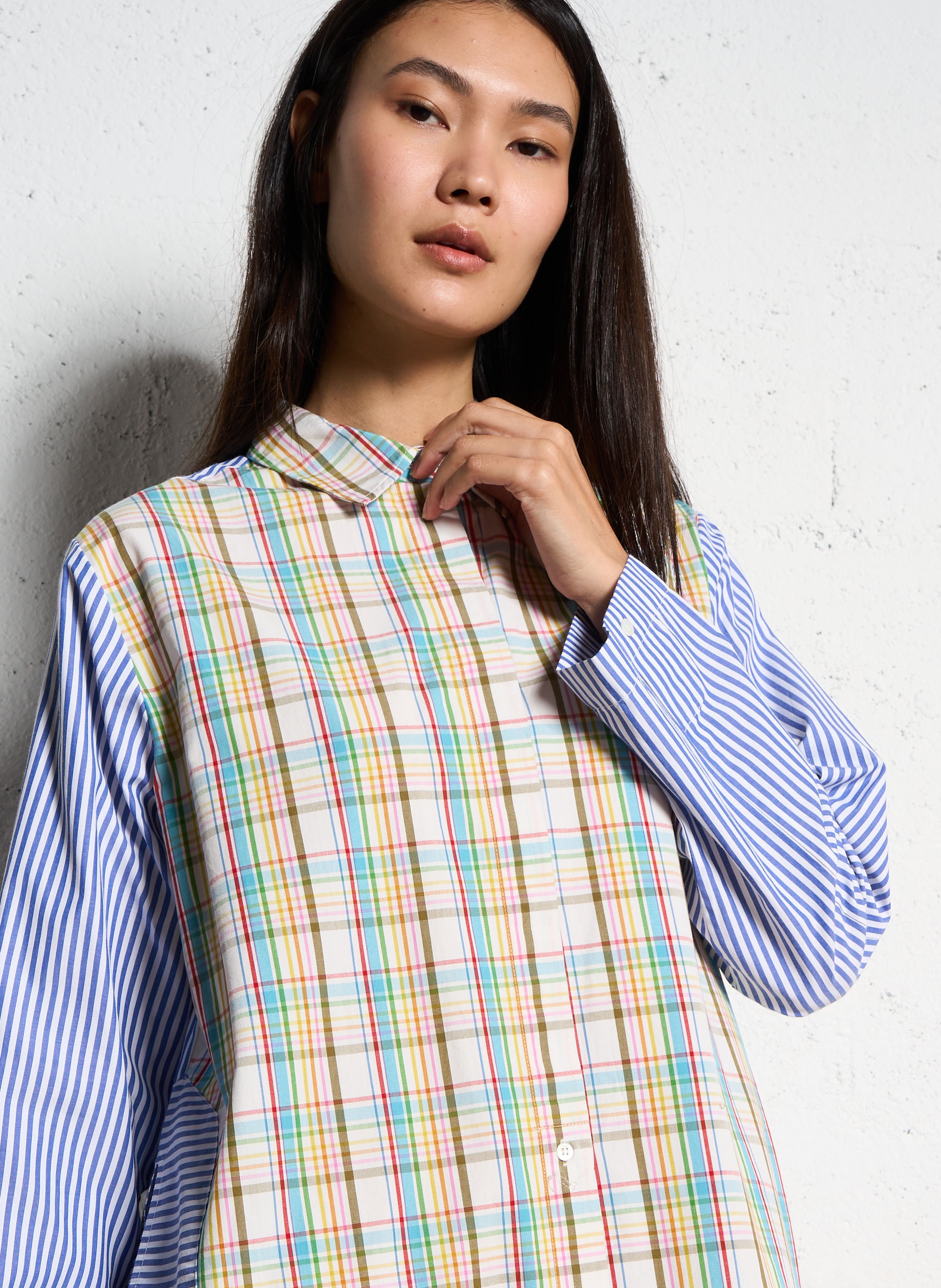 Patchwork long cotton dress V DE VINSTER Blue