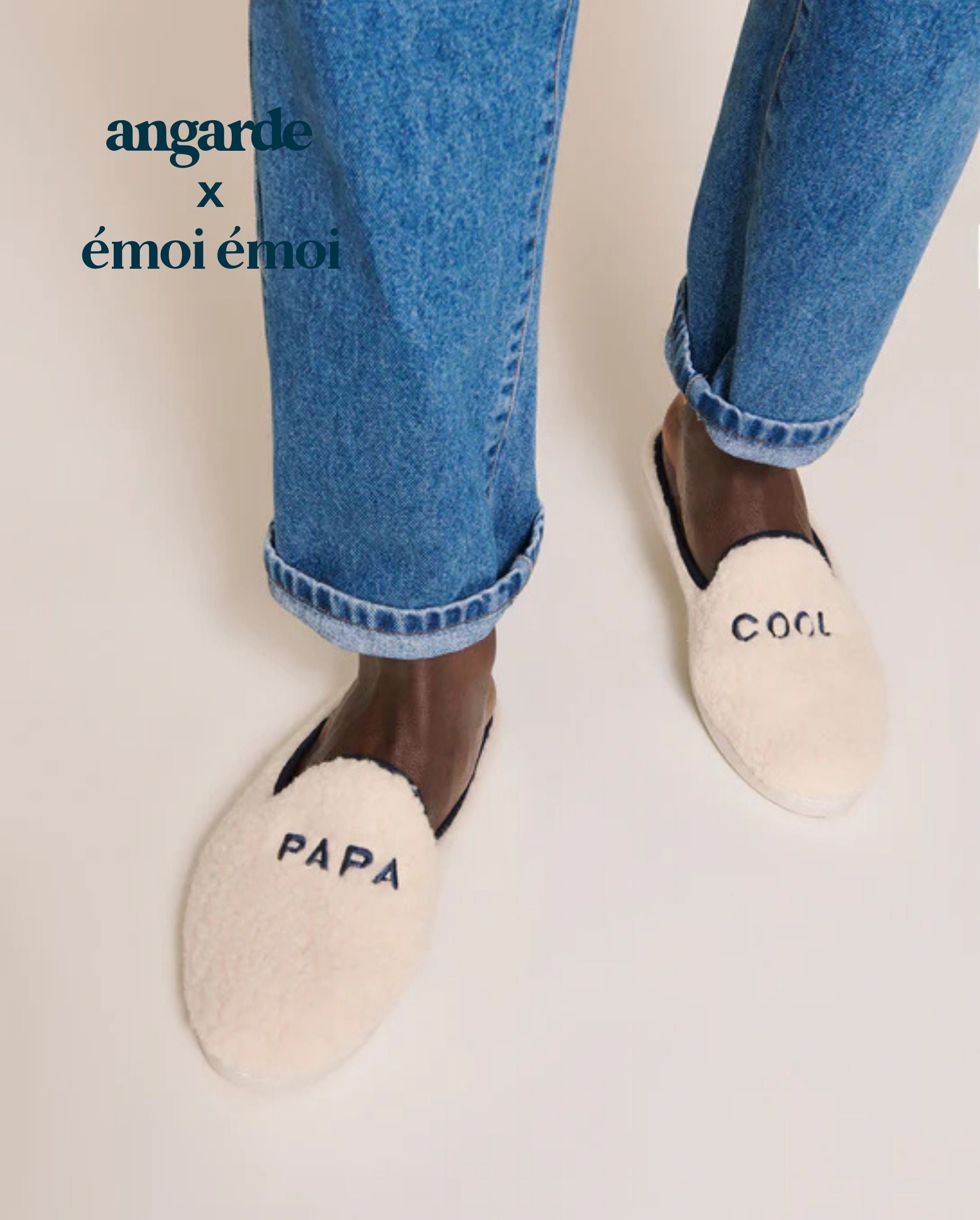 Mule homme papa cool, collab' x émoi émoi ANGARDE Blanc
