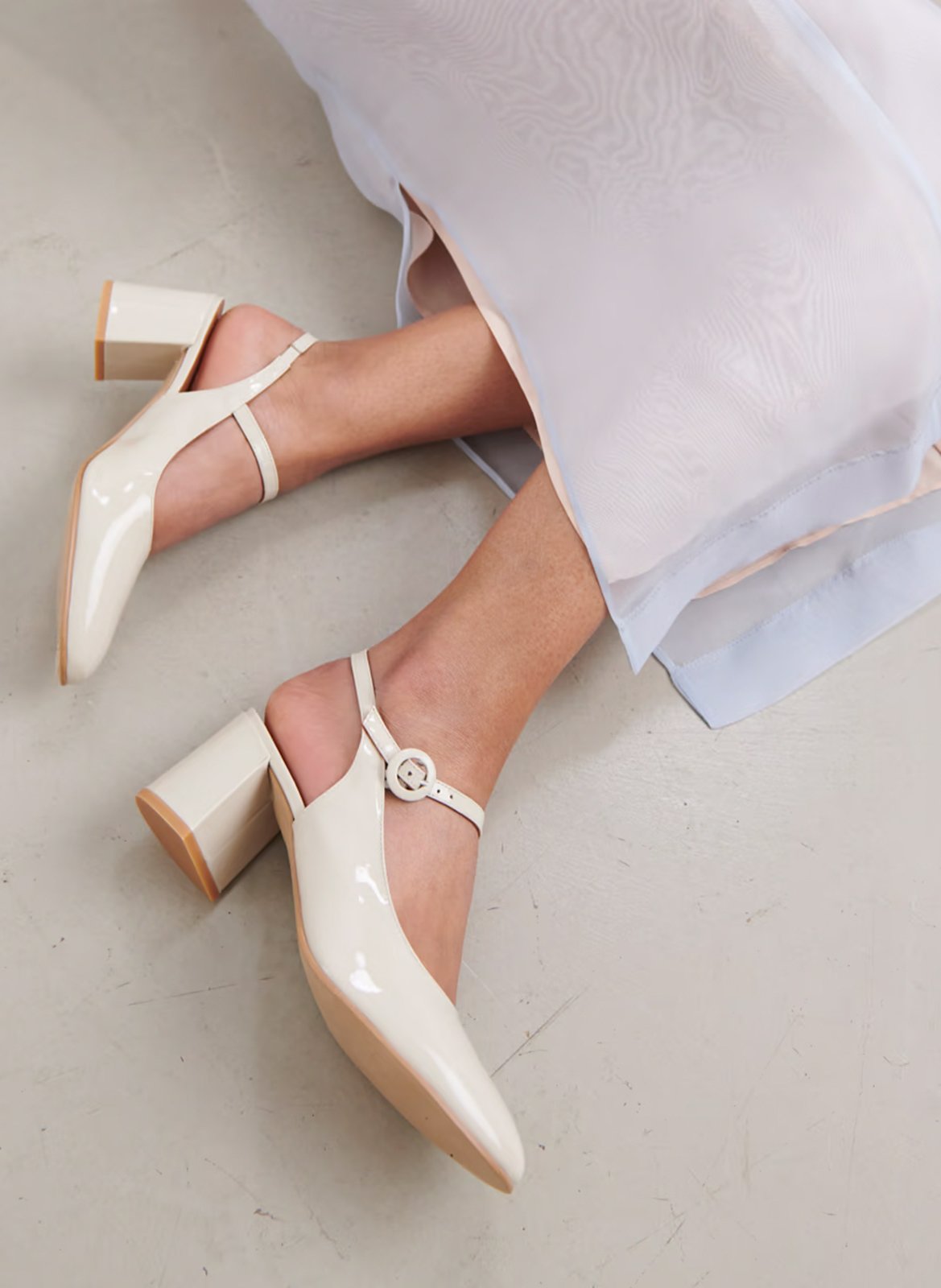 Patent leather slingbacks pumps JONAK White