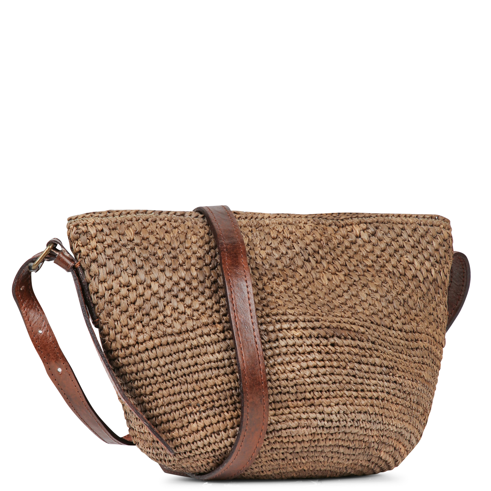 Raffia bucket shoulder bag IBELIV Brown