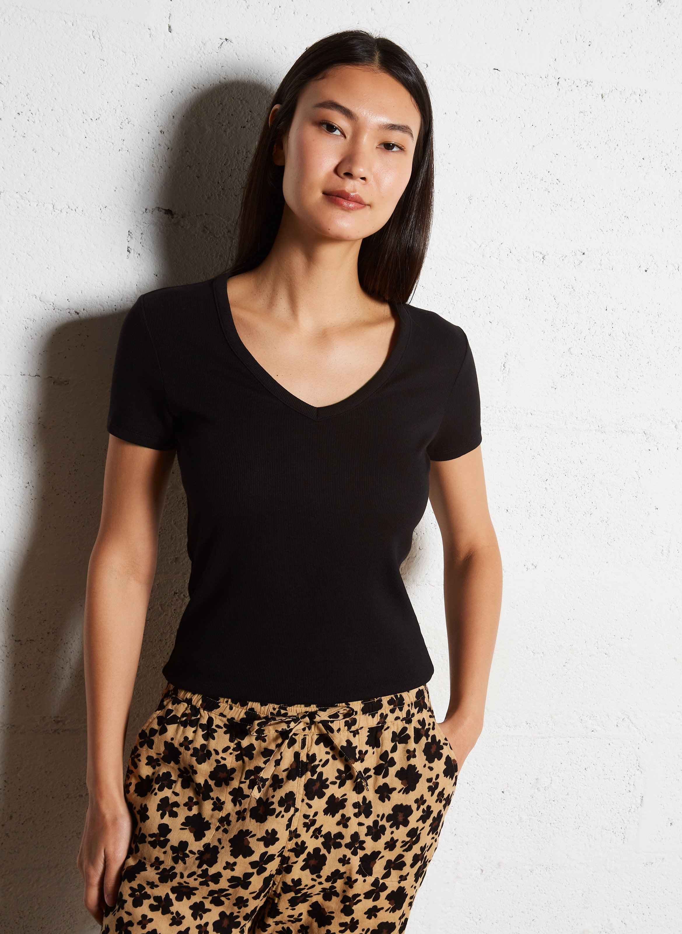 Basic cotton-mix T-shirt MAISON 123 Black