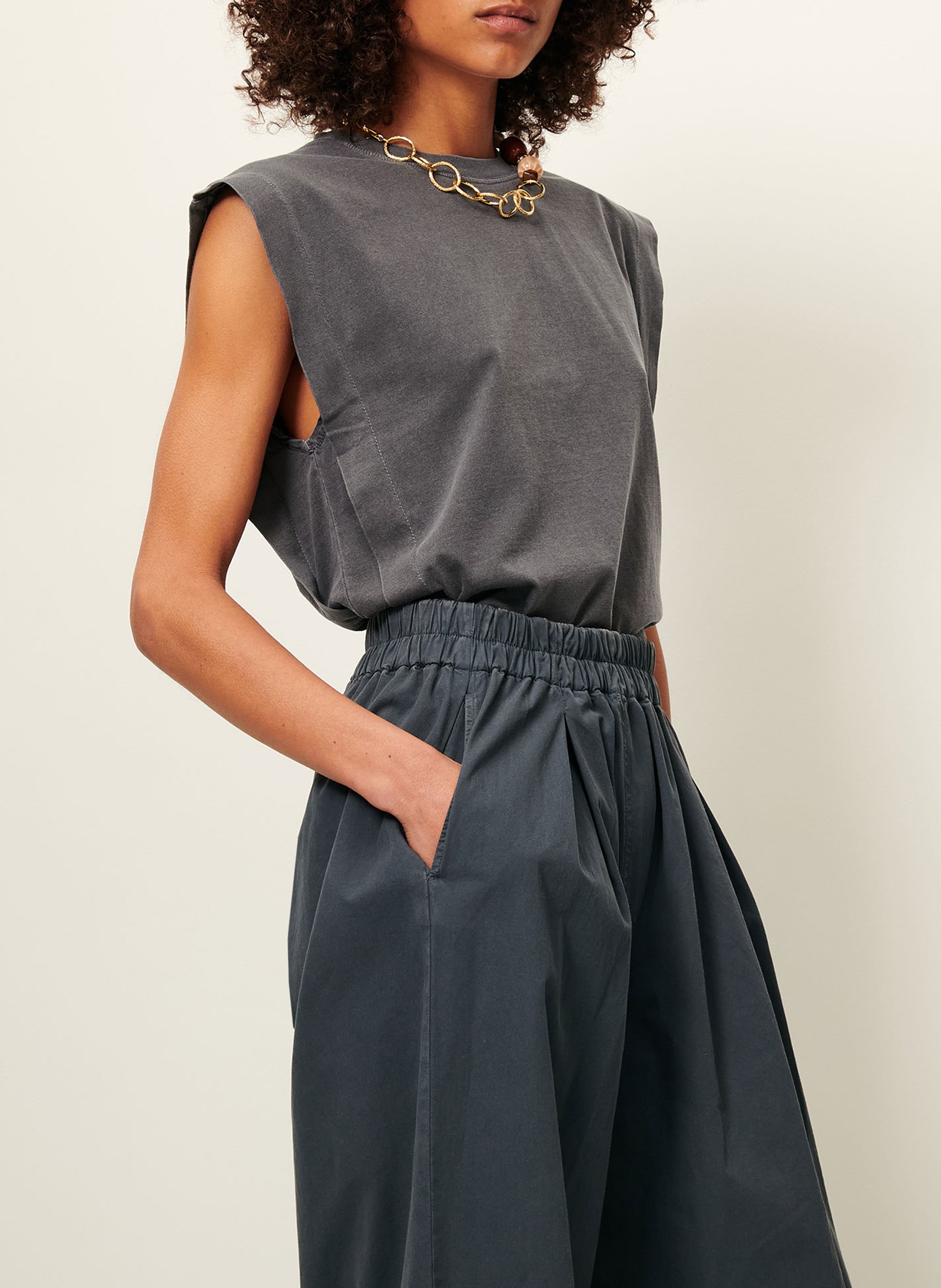 Tee-shirt col rond droit en coton bio SESSUN Gris