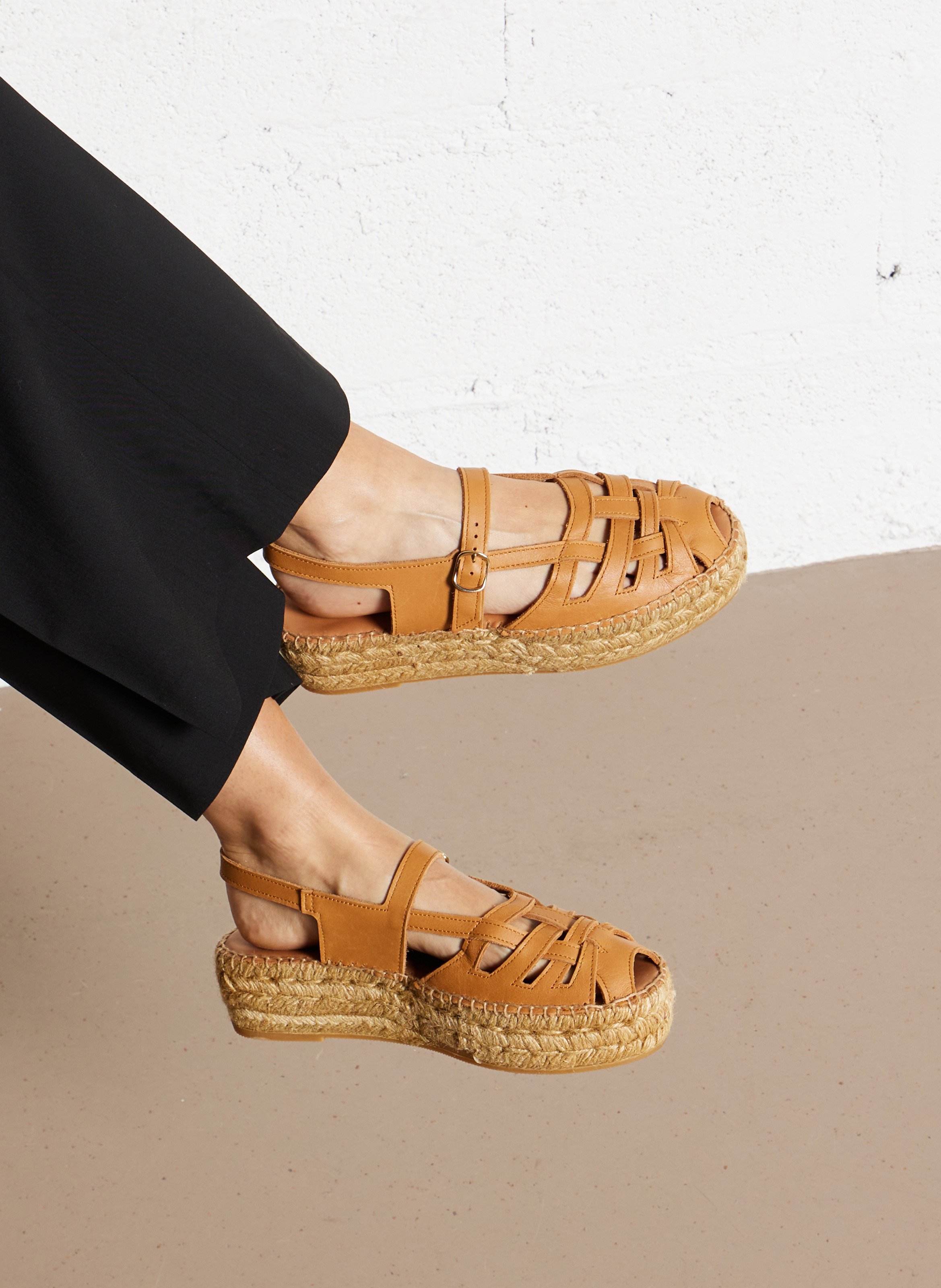 Espadrilles van leer NAGUISA Bruin