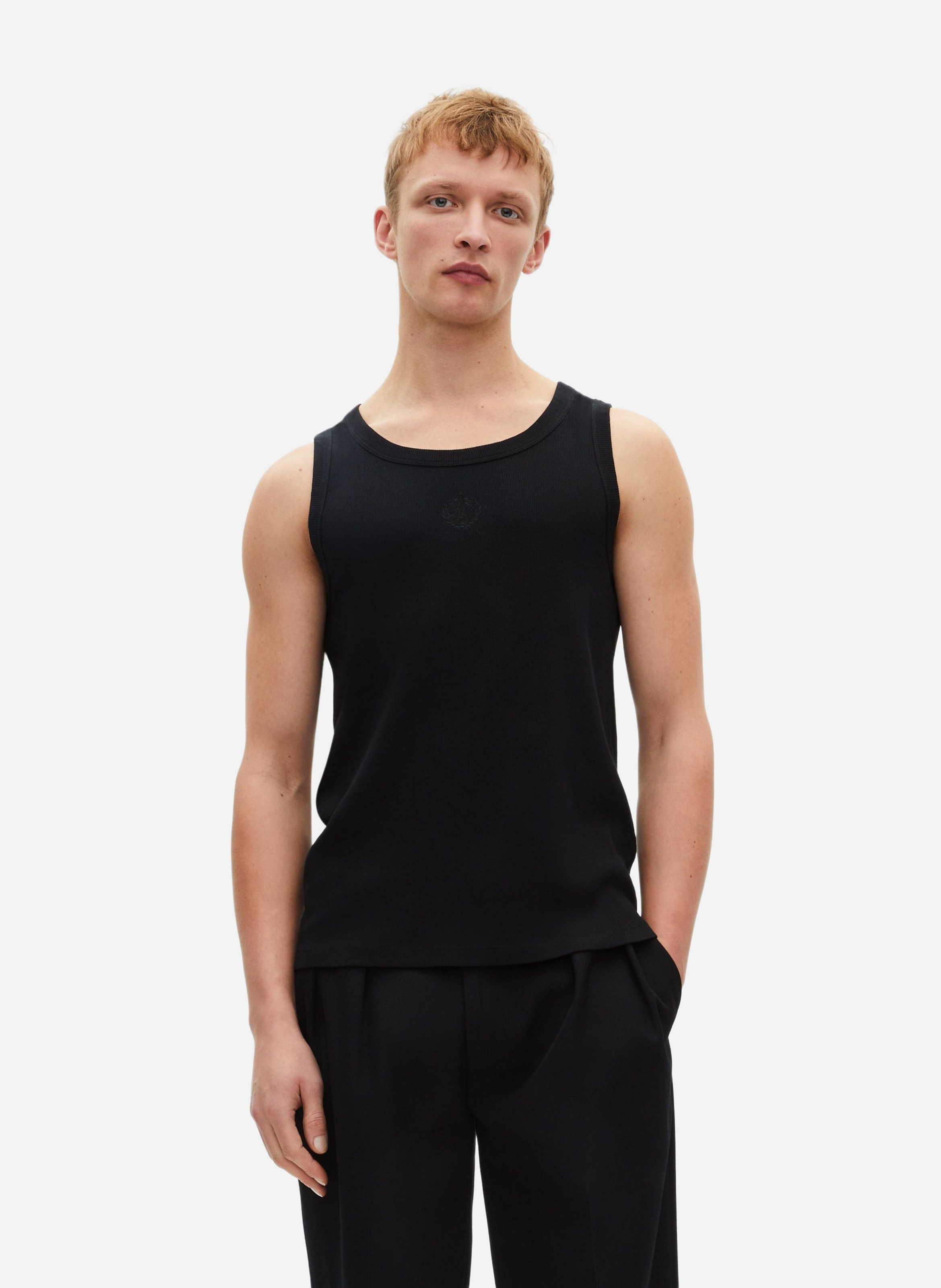 Tank top with coat of arms embroidery THE KOOPLES Black