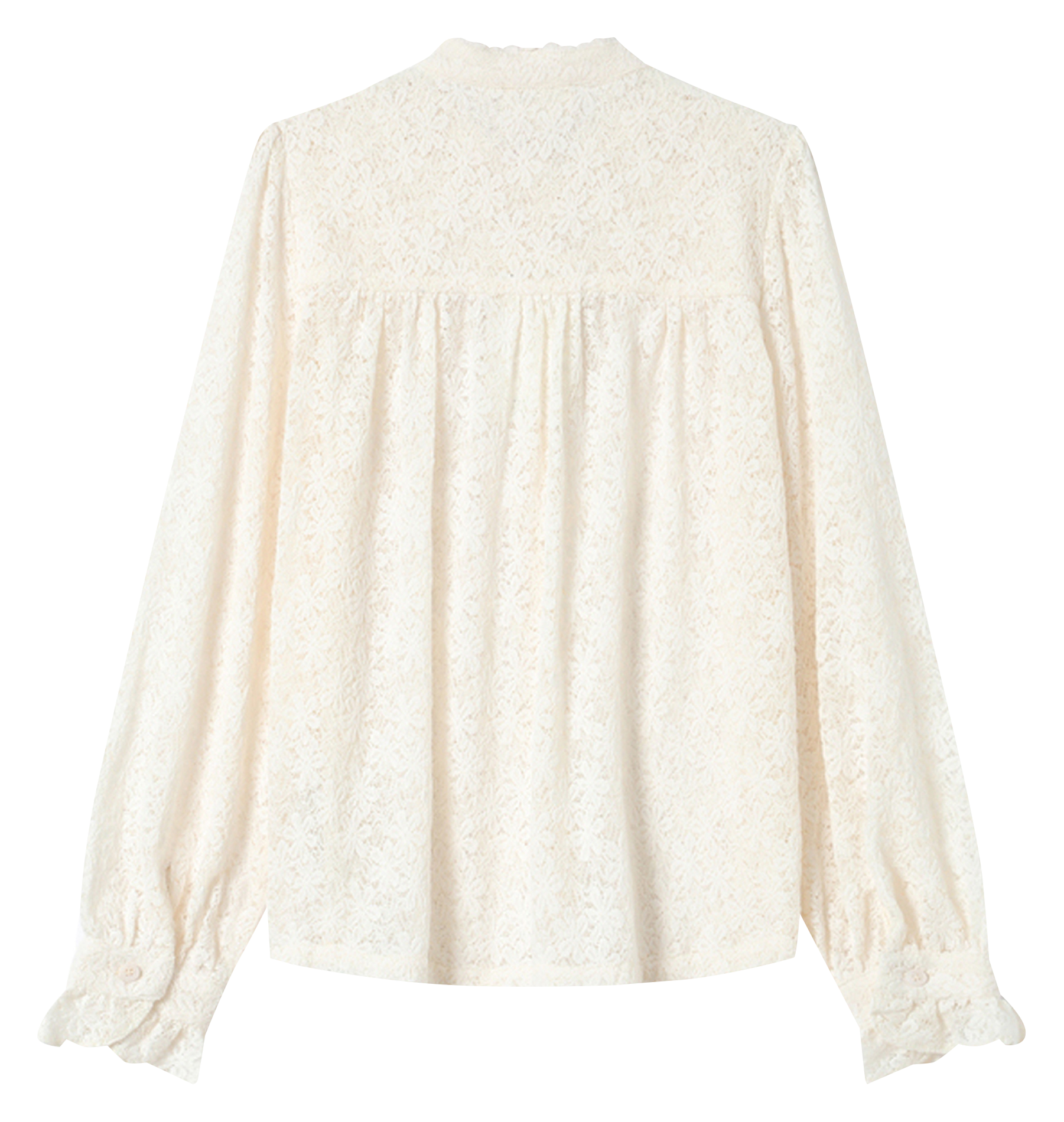 Chemise col rond rond en coton mélangé GRACE ET MILA Blanc