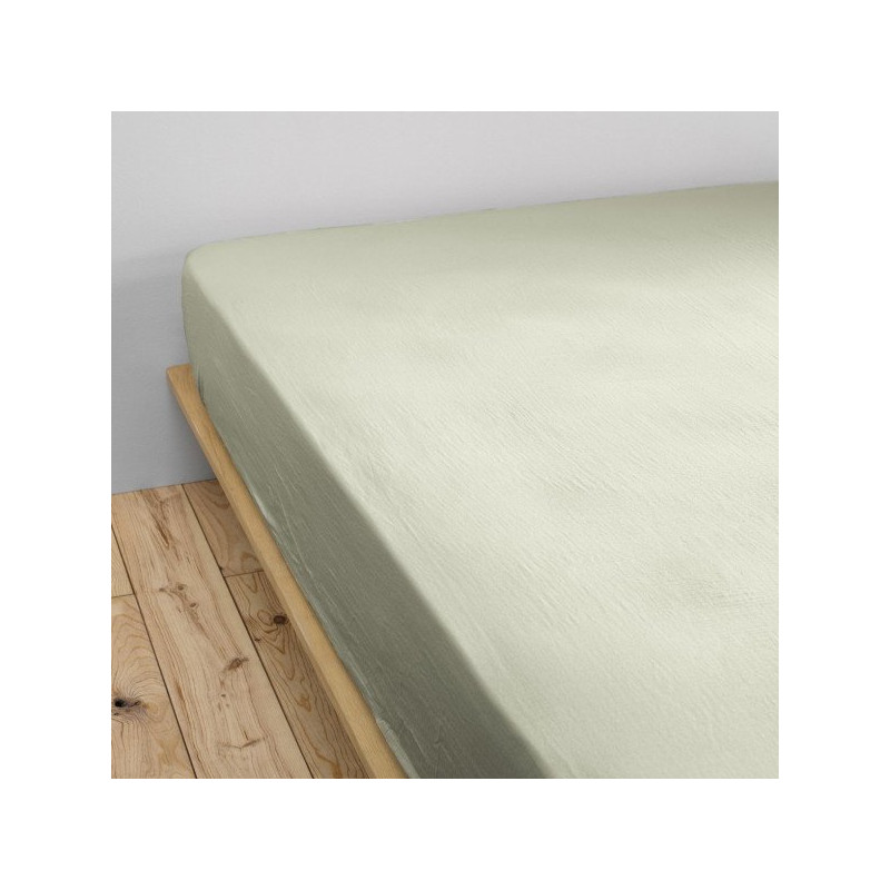"Fitted sheet "Gaia" all sizes in "cotton gauze"" L'EFFET PAPILLON Green