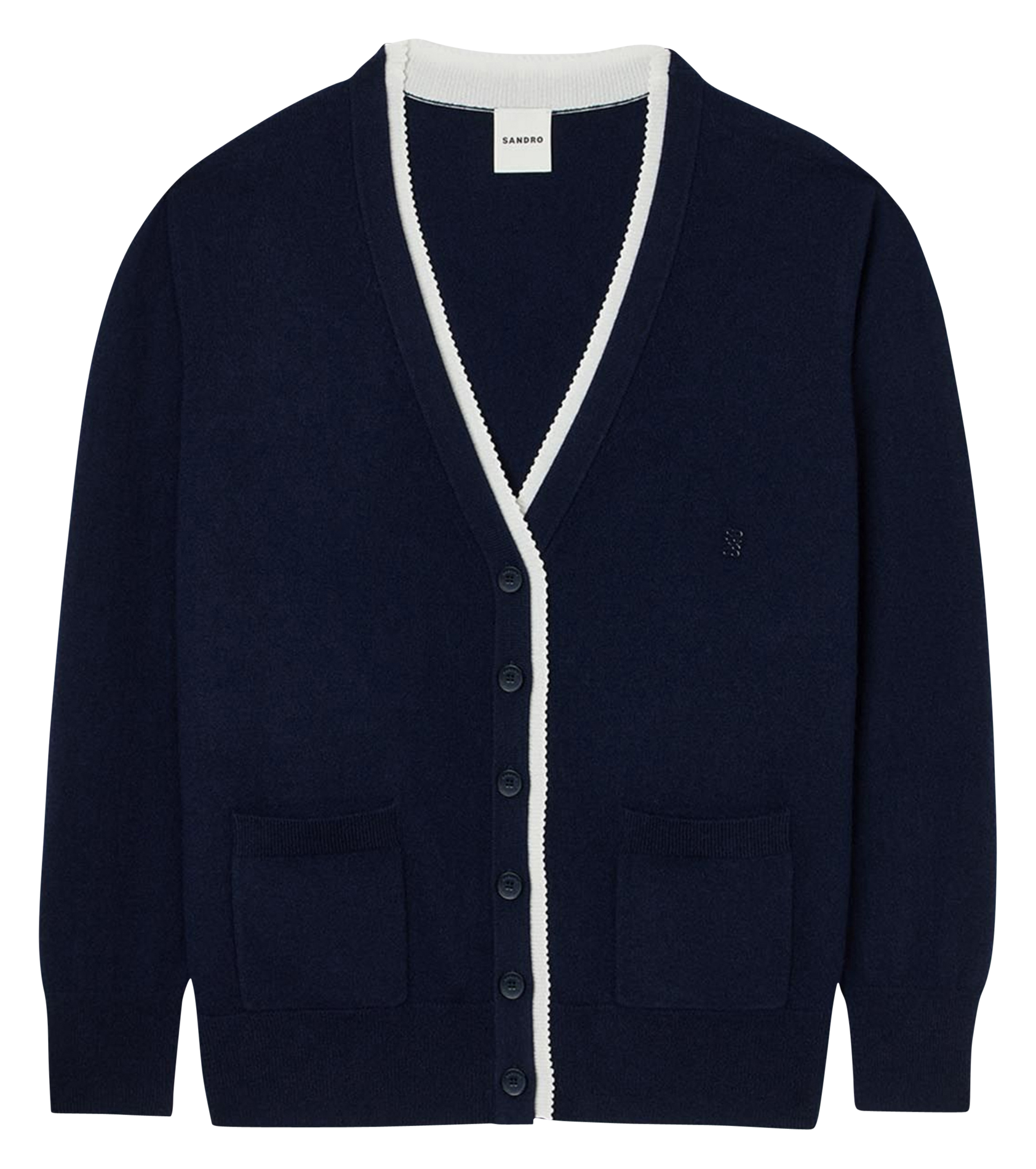 Gilet col v en laine mélangée SANDRO Bleu