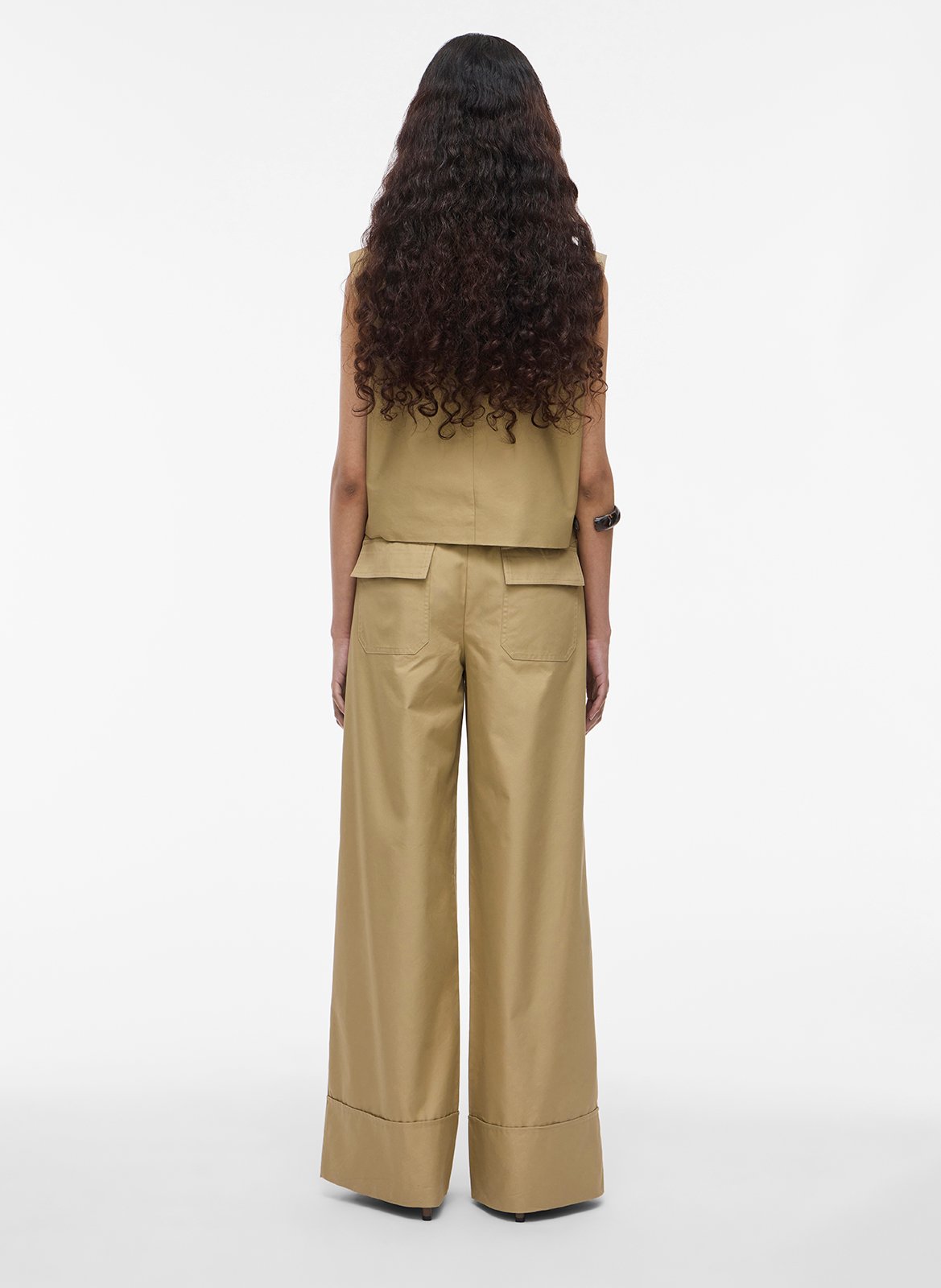 Wide pleated pants in blended cotton ROUGE EDIT Beige