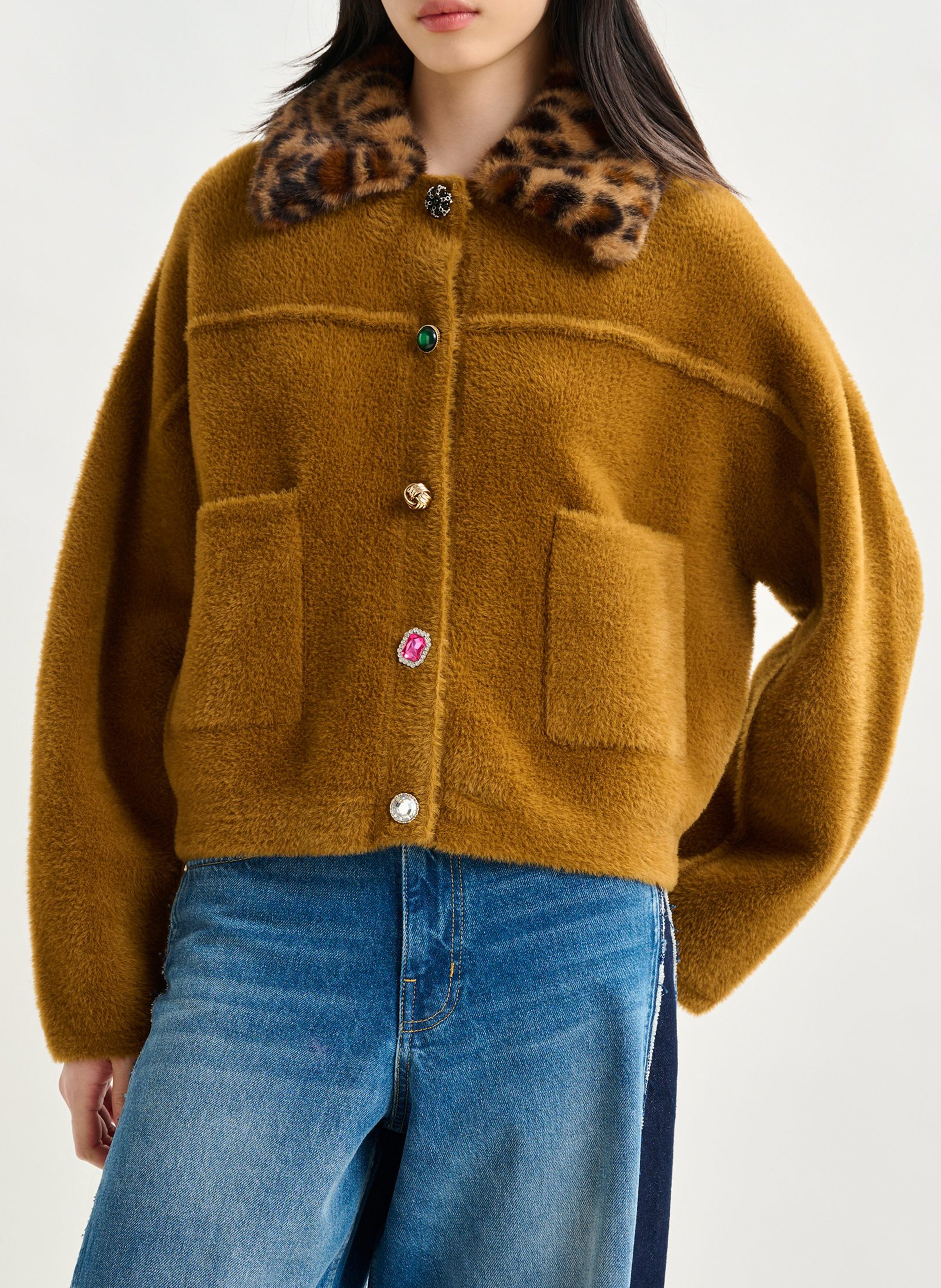 Cardigan ample à col fourrure amovible ESSENTIEL ANTWERP