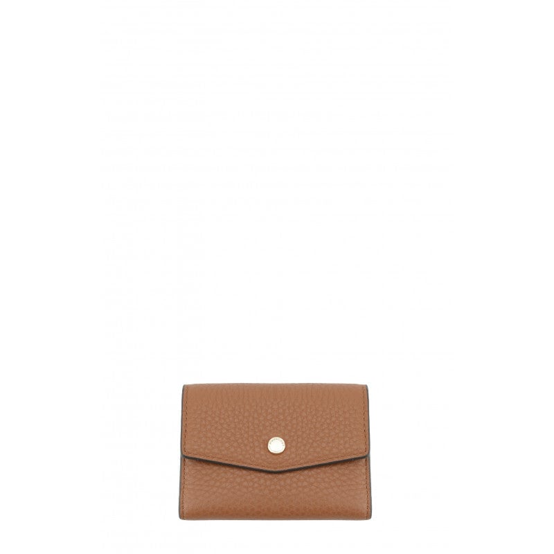 Leather coin purse POURCHET Brown