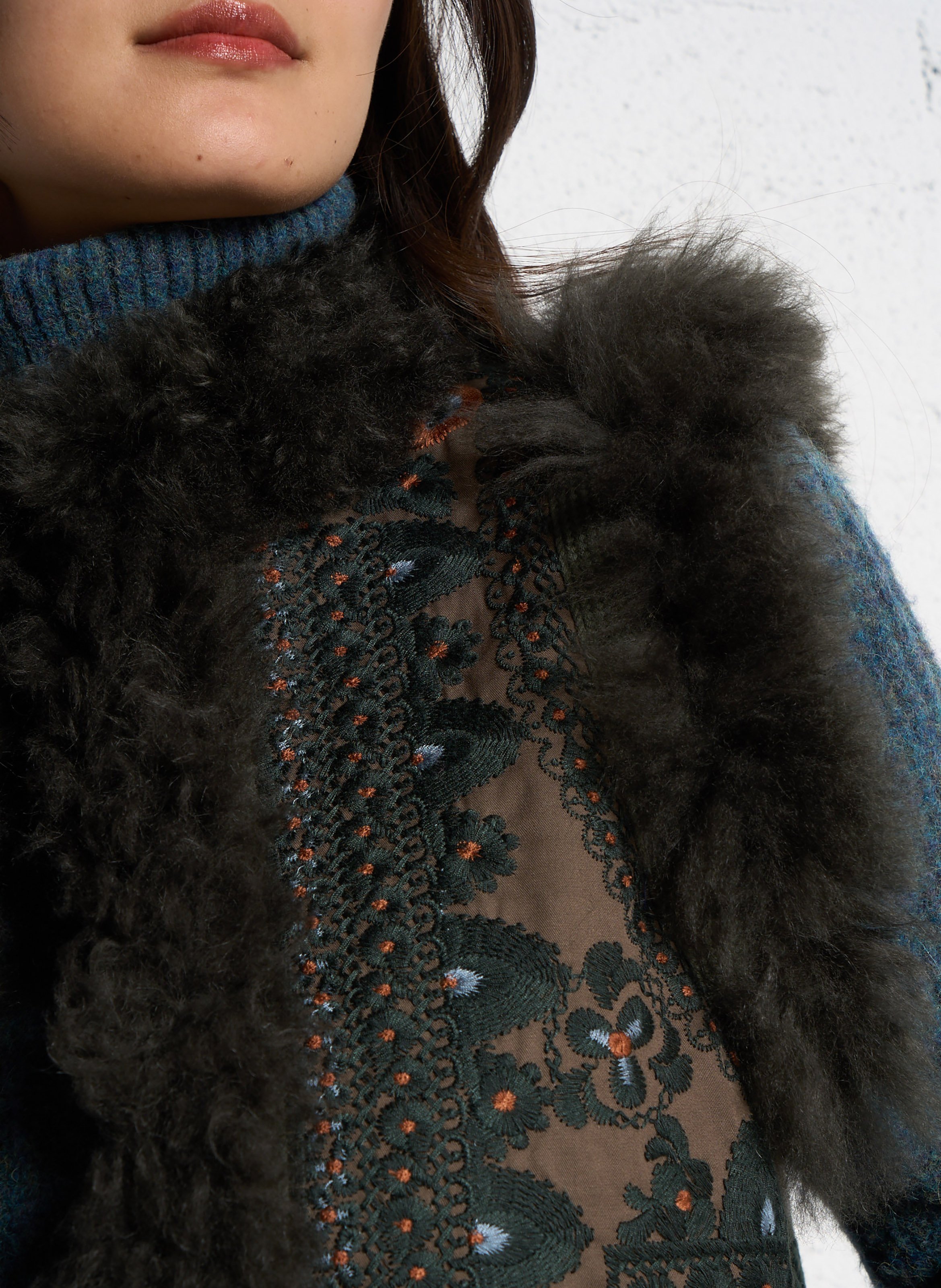 Sleeveless fur embroidered vest ANTIK BATIK Khaki