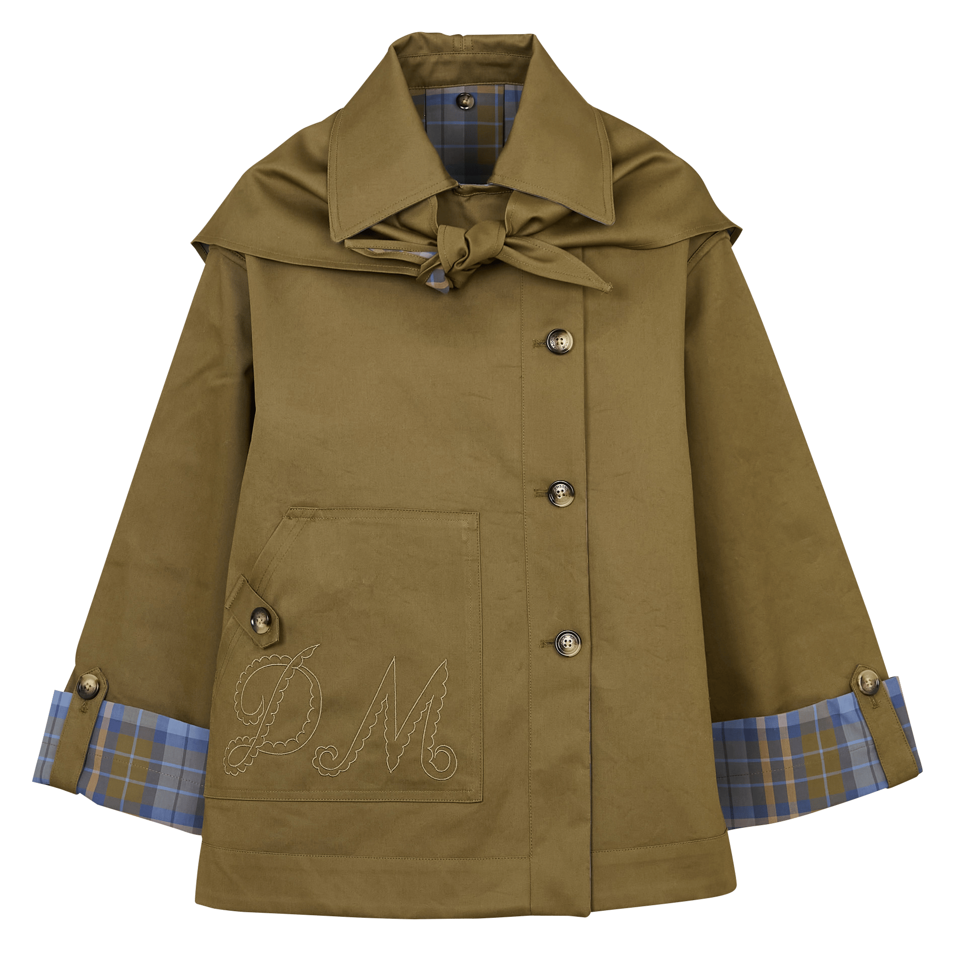 Short organic cotton trench coat DAMSON MADDER Green