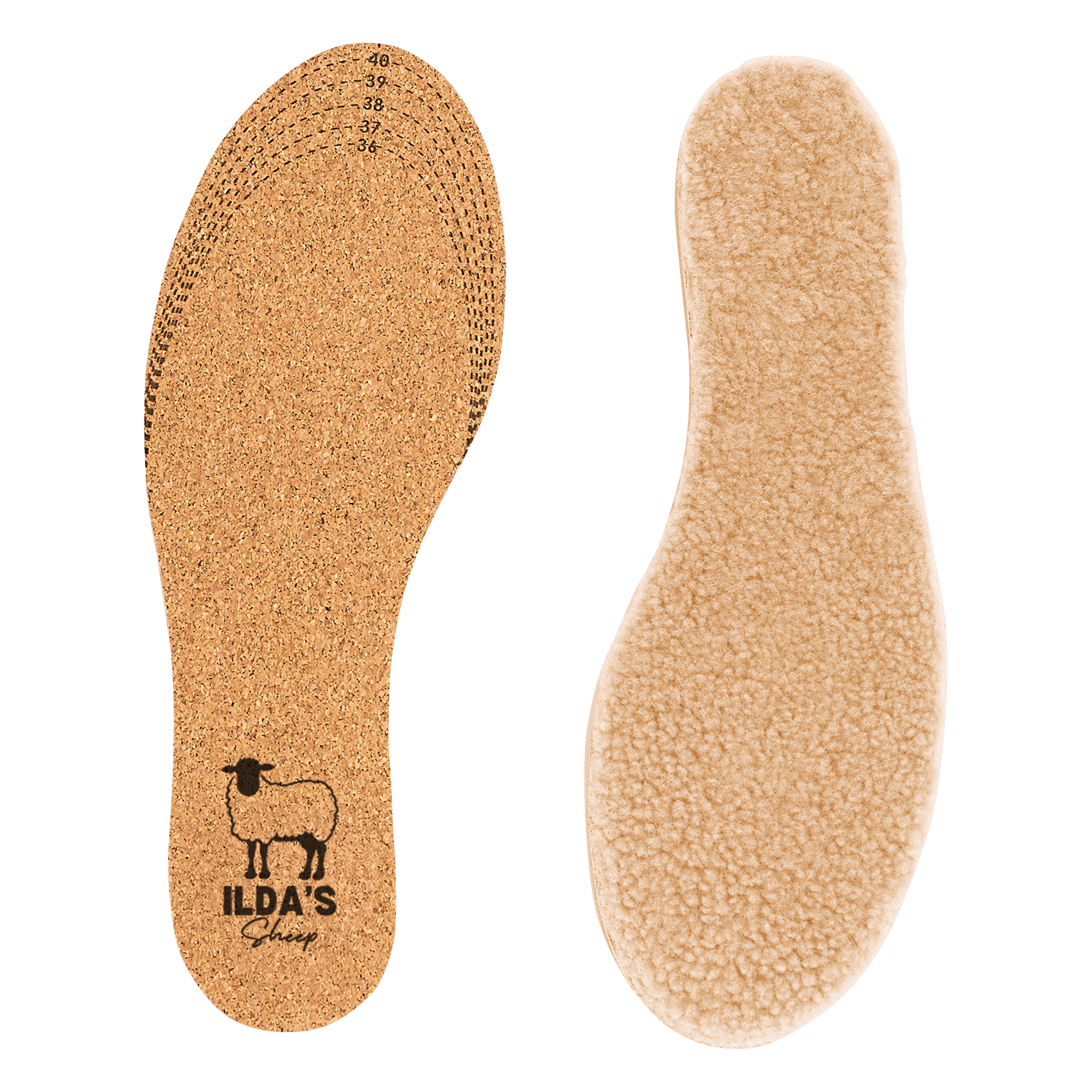 Semelles en laine mérinos et liège ILDA'S SHEEP Beige