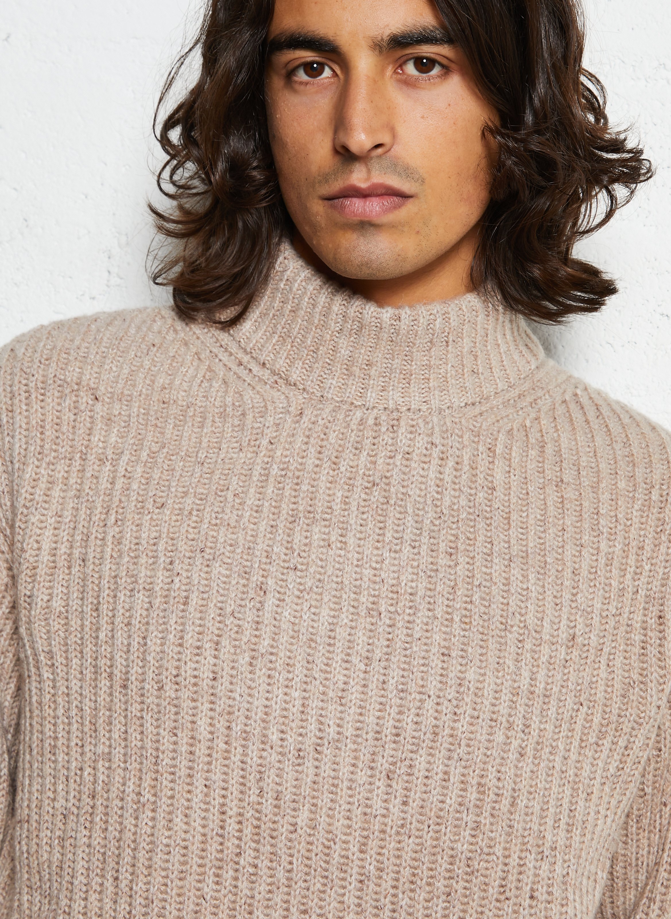 Oversize high-neck sweater SOLID Beige