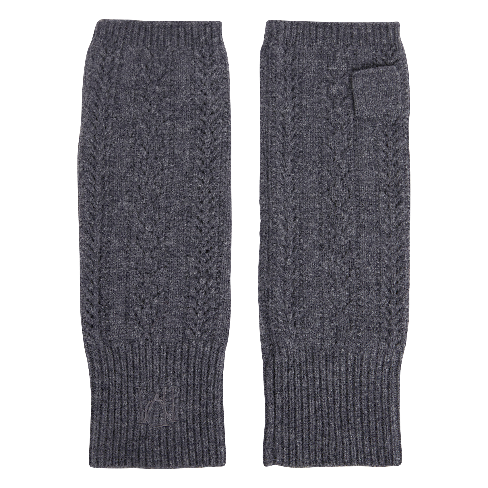 Embroidered openwork wool mittens PETITE MENDIGOTE Grey