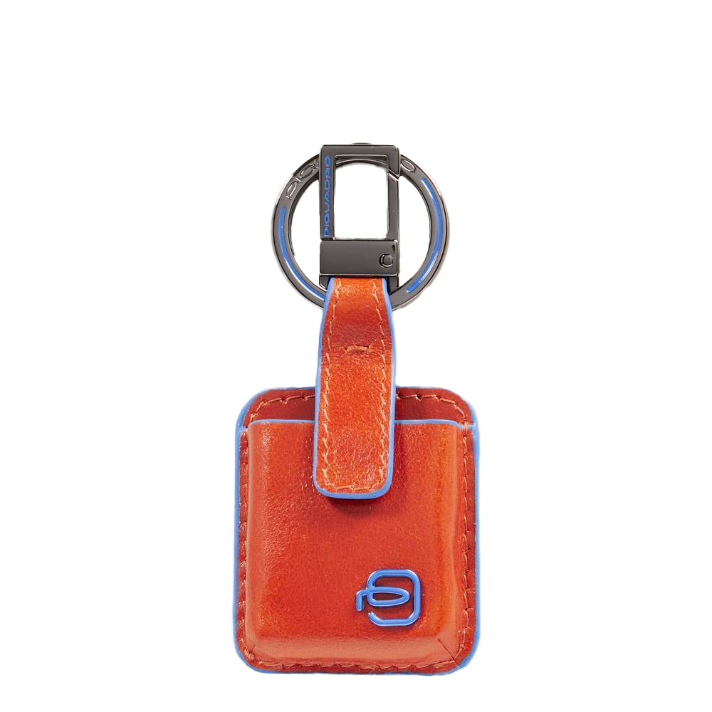 Keychain with leather carabiner and cone-shaped tip PIQUADRO Brown
