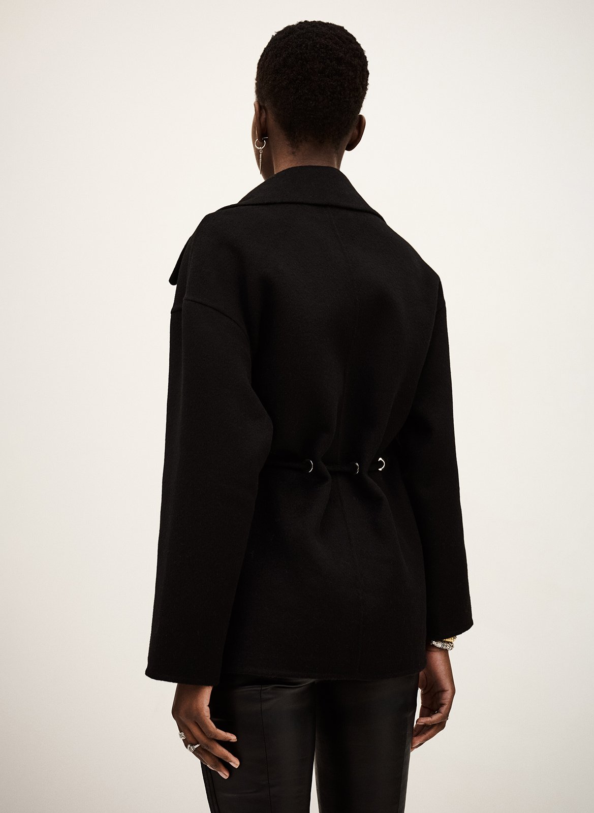 Manteau ample col classique en laine mélangée BA&SH Noir