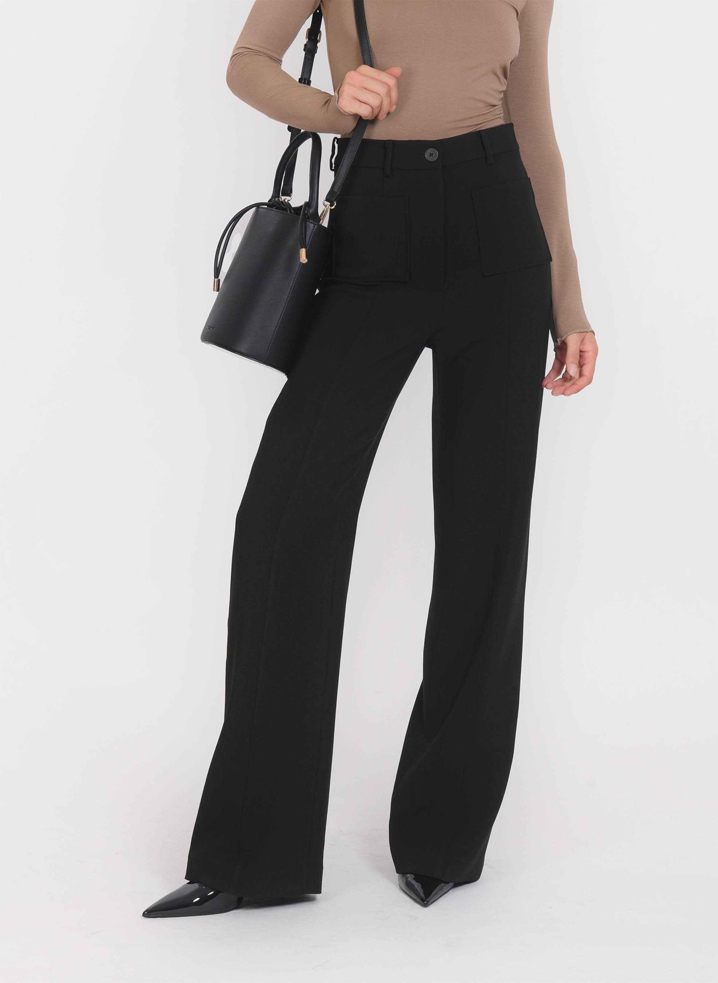 Pantalon large uni à poches plaquées KOOKAI Noir