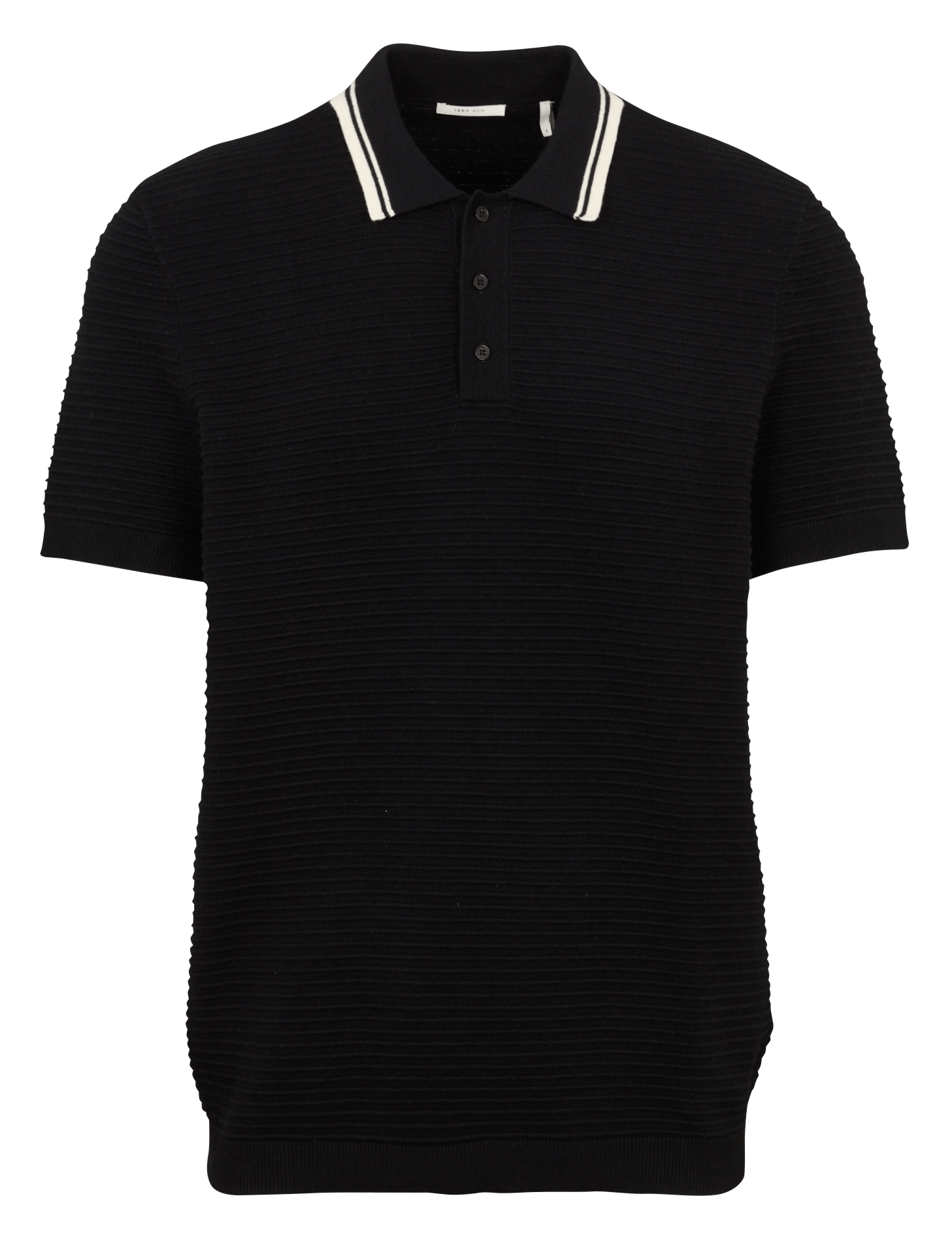 Solid short-sleeve polo with striped collar IKKS Black