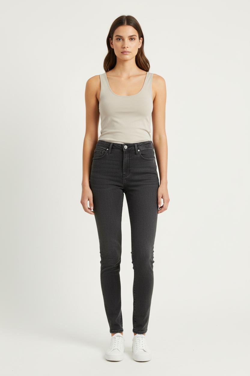 Cropped slim jeans with studs LEE - Seconde Main Black