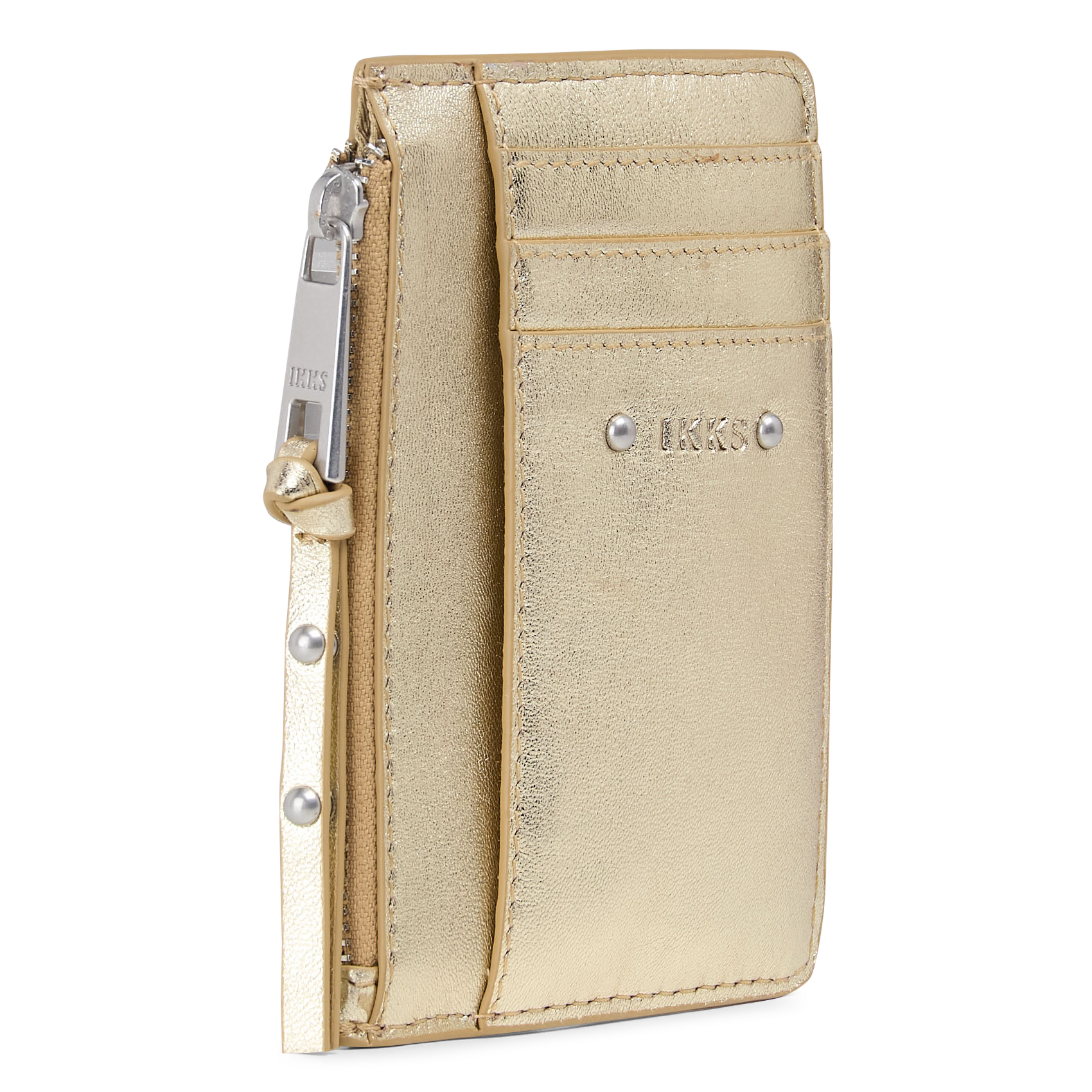 Porte-cartes matelassé brillant IKKS Doré