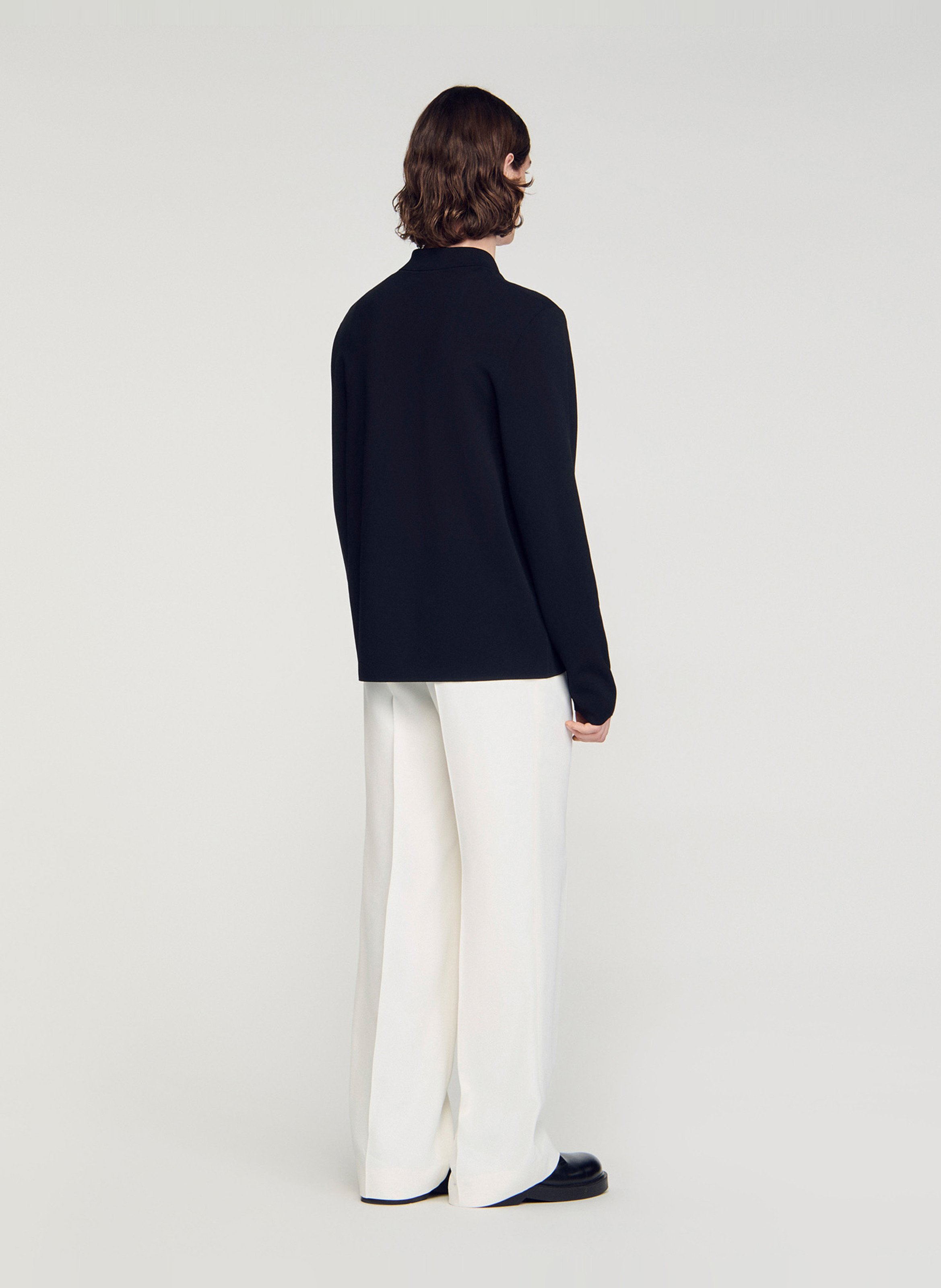 Cardigan droit zippé uni SANDRO Noir