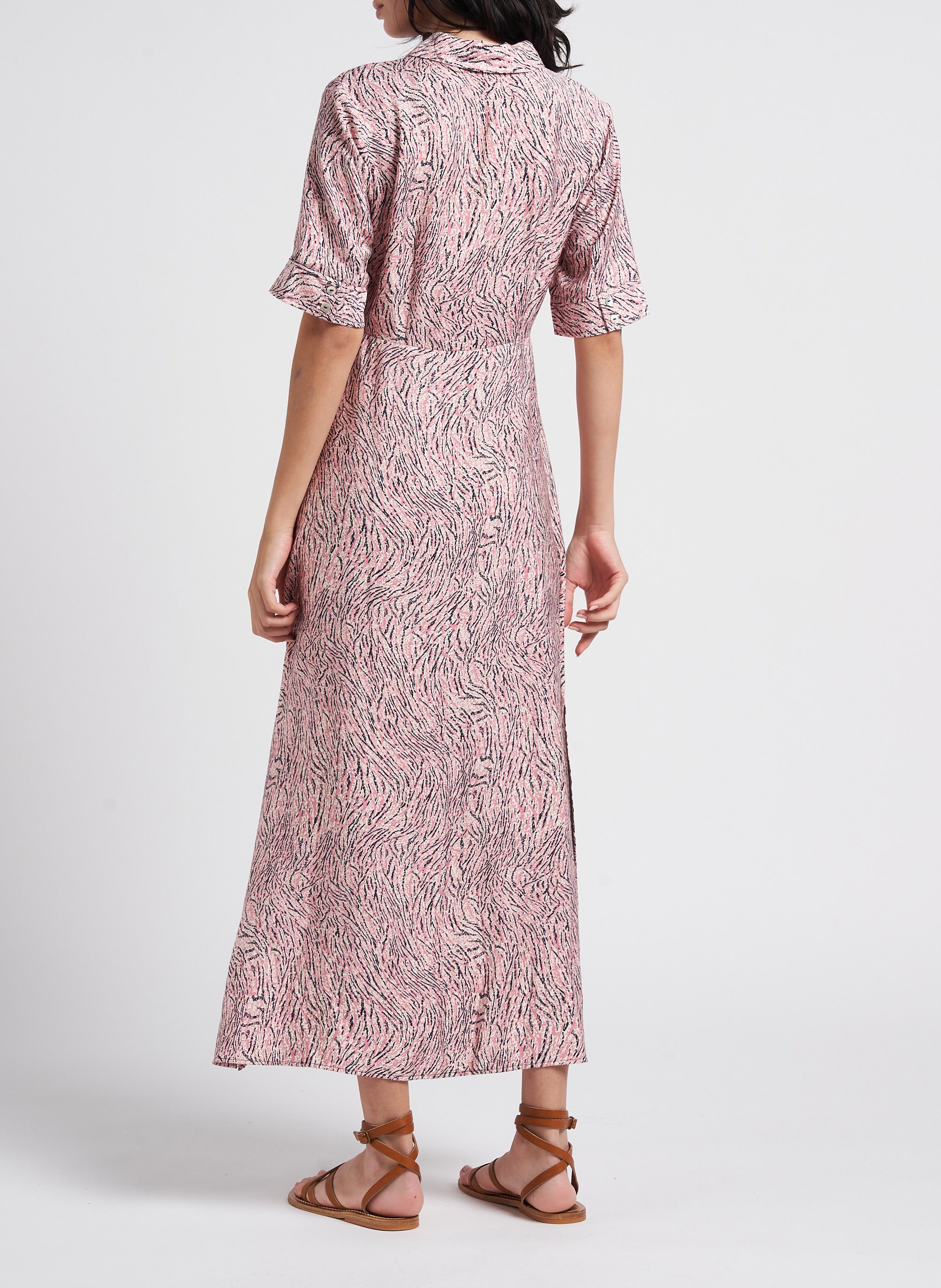 Robe longue col classique imprimée VILA Beige