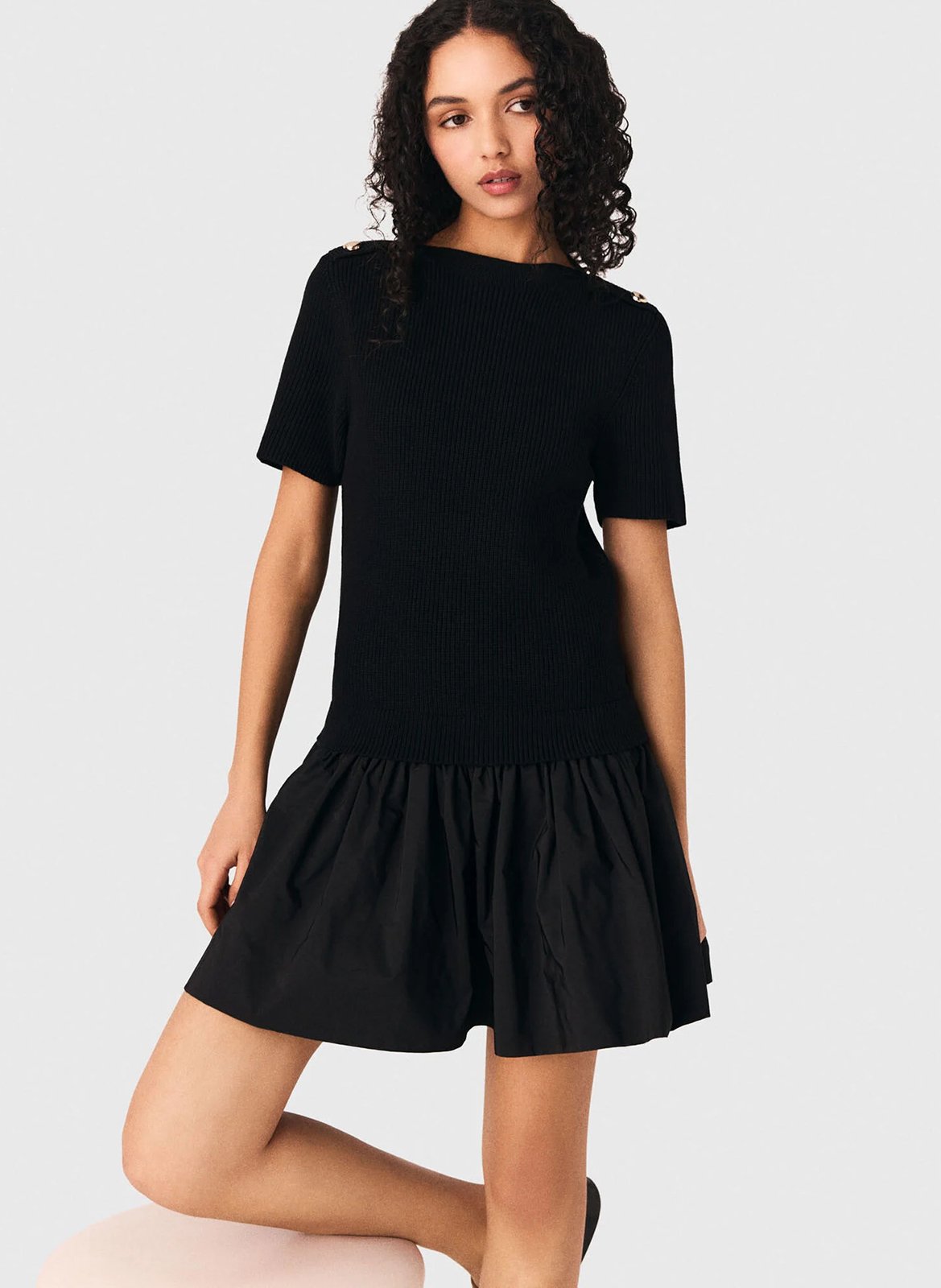Ribbed knit dress MAJE Black