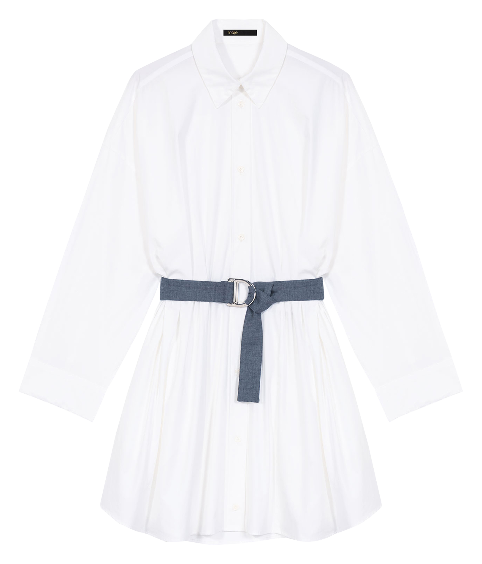Robe courte col classique en coton MAJE Blanc