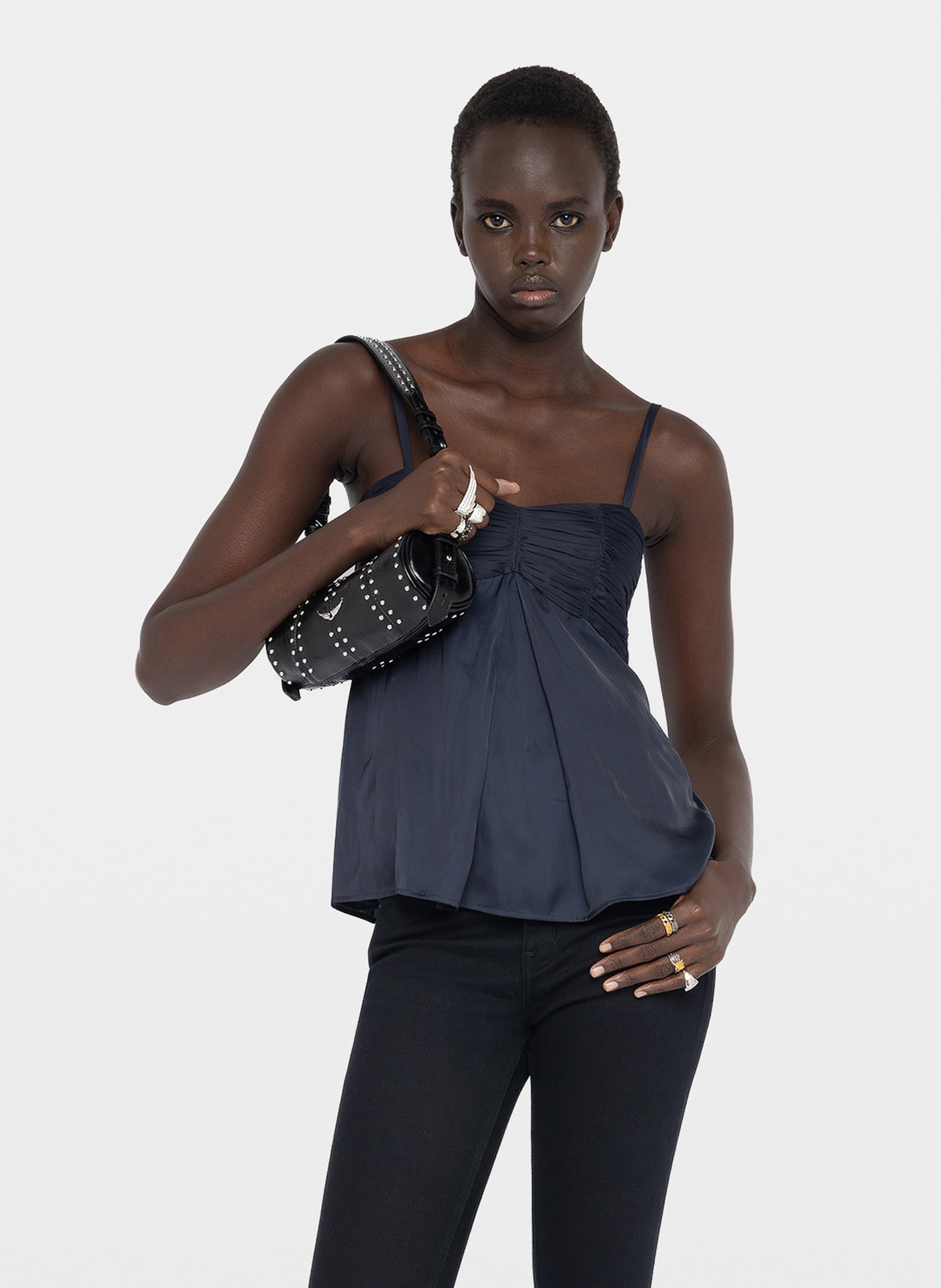 Caraco V-hals van satijn ZADIG&VOLTAIRE Blauw