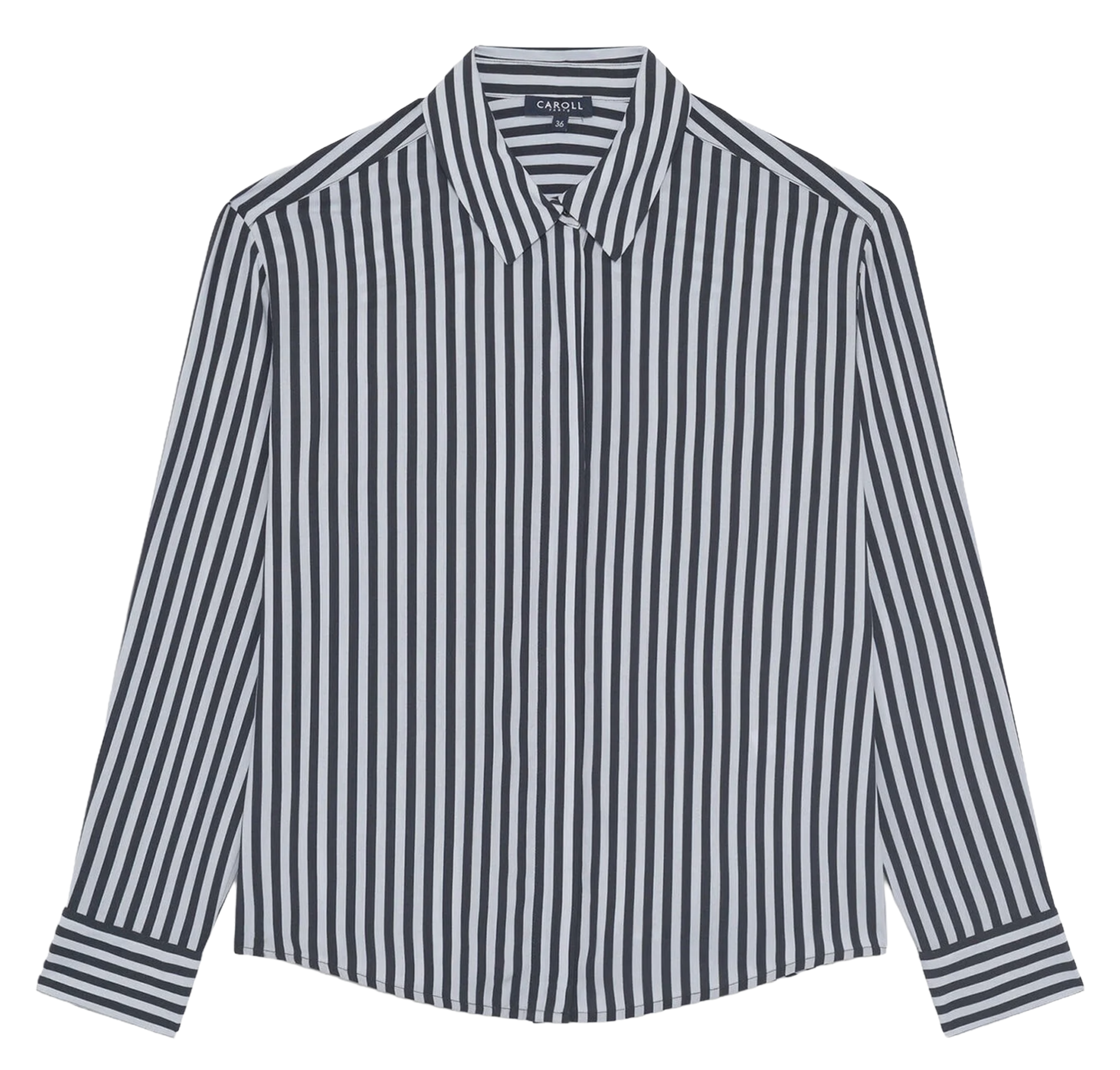 Chemise droite col classique à rayures CAROLL Bleu